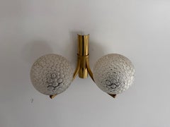Brass & Bubble Ball Glass 2-armed Single Sconce by Kaiser, 1960s, Germany