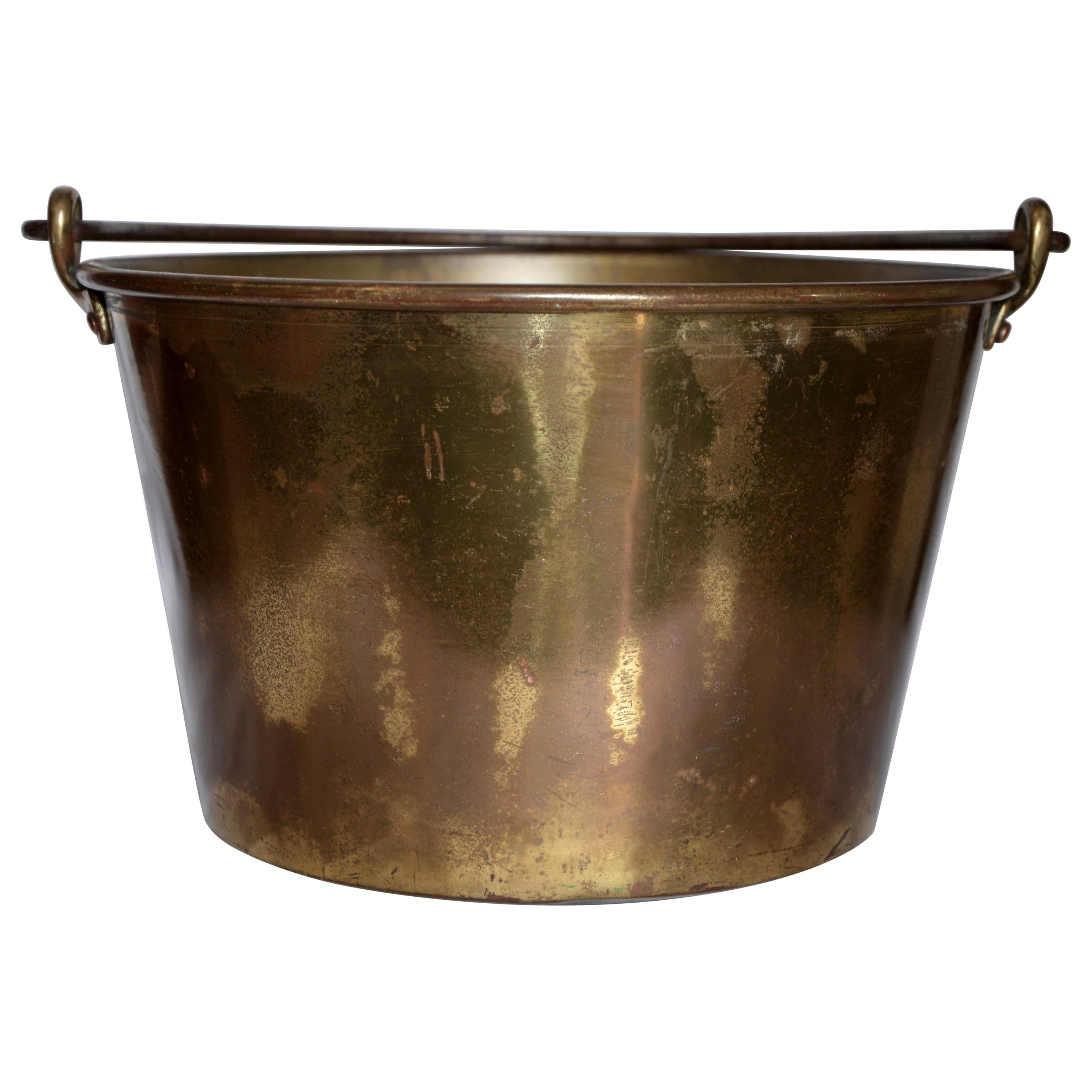 Tall Brass Handled Copper Bucket at 1stdibs