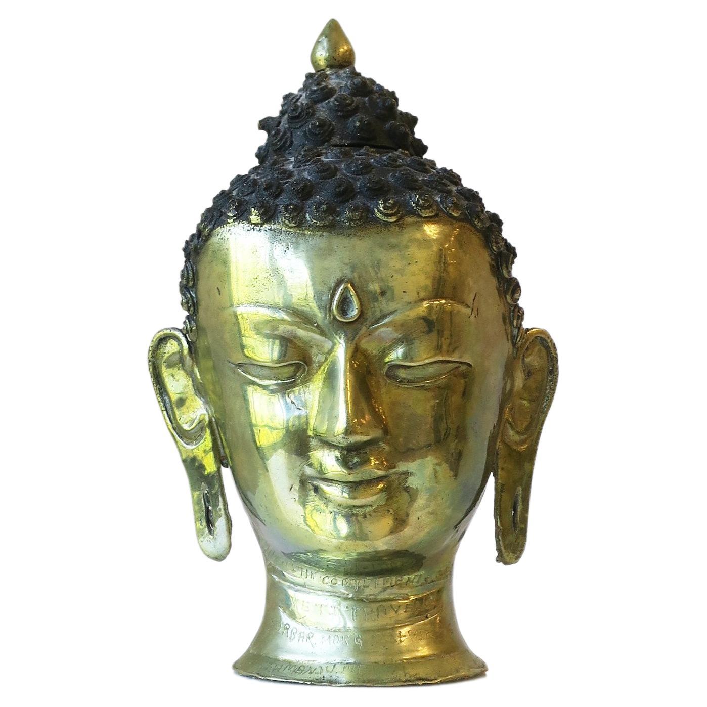Brass Buddha Head Bust