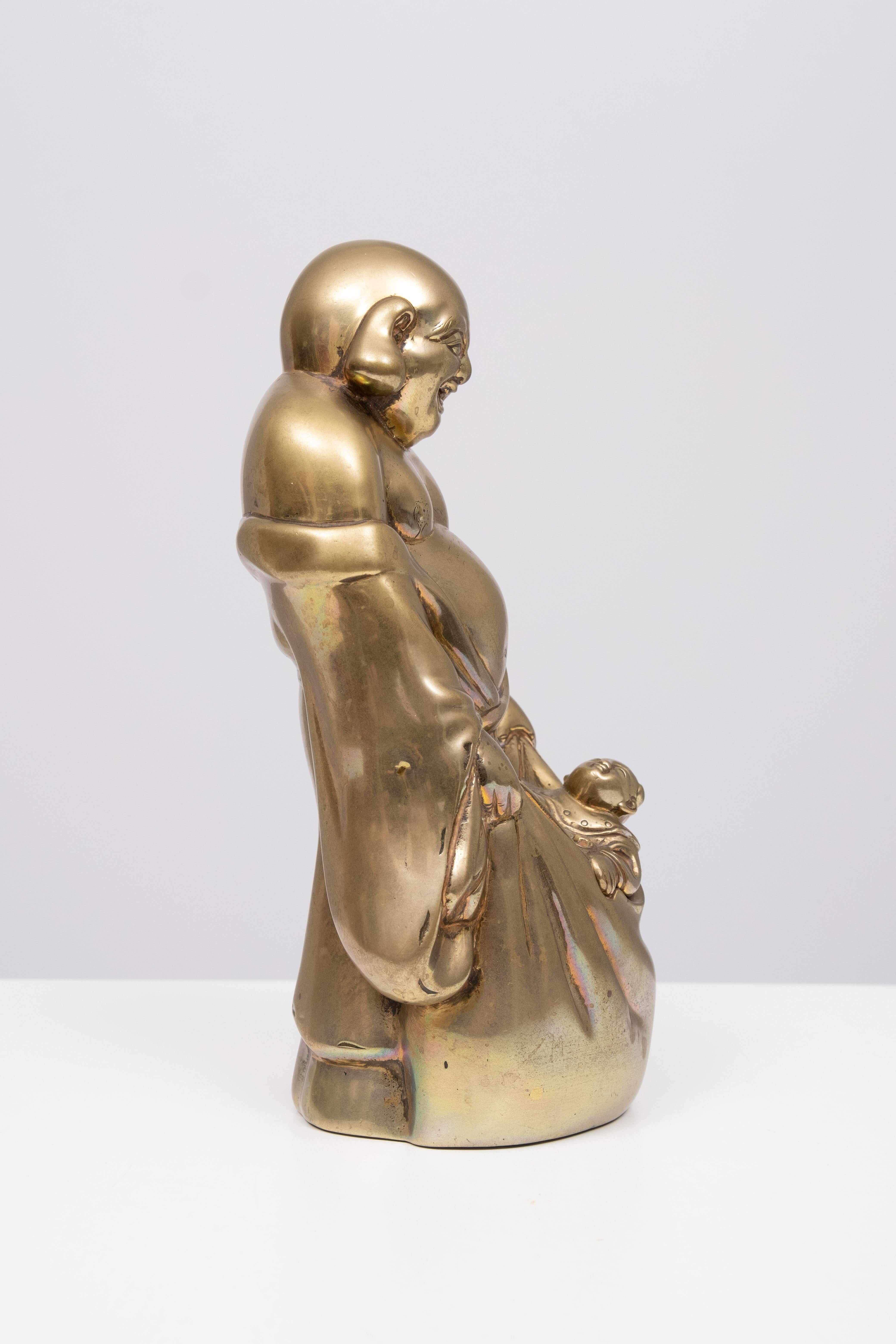 Mid-20th Century Brass Buddha with child  Incense 1940s China  For Sale