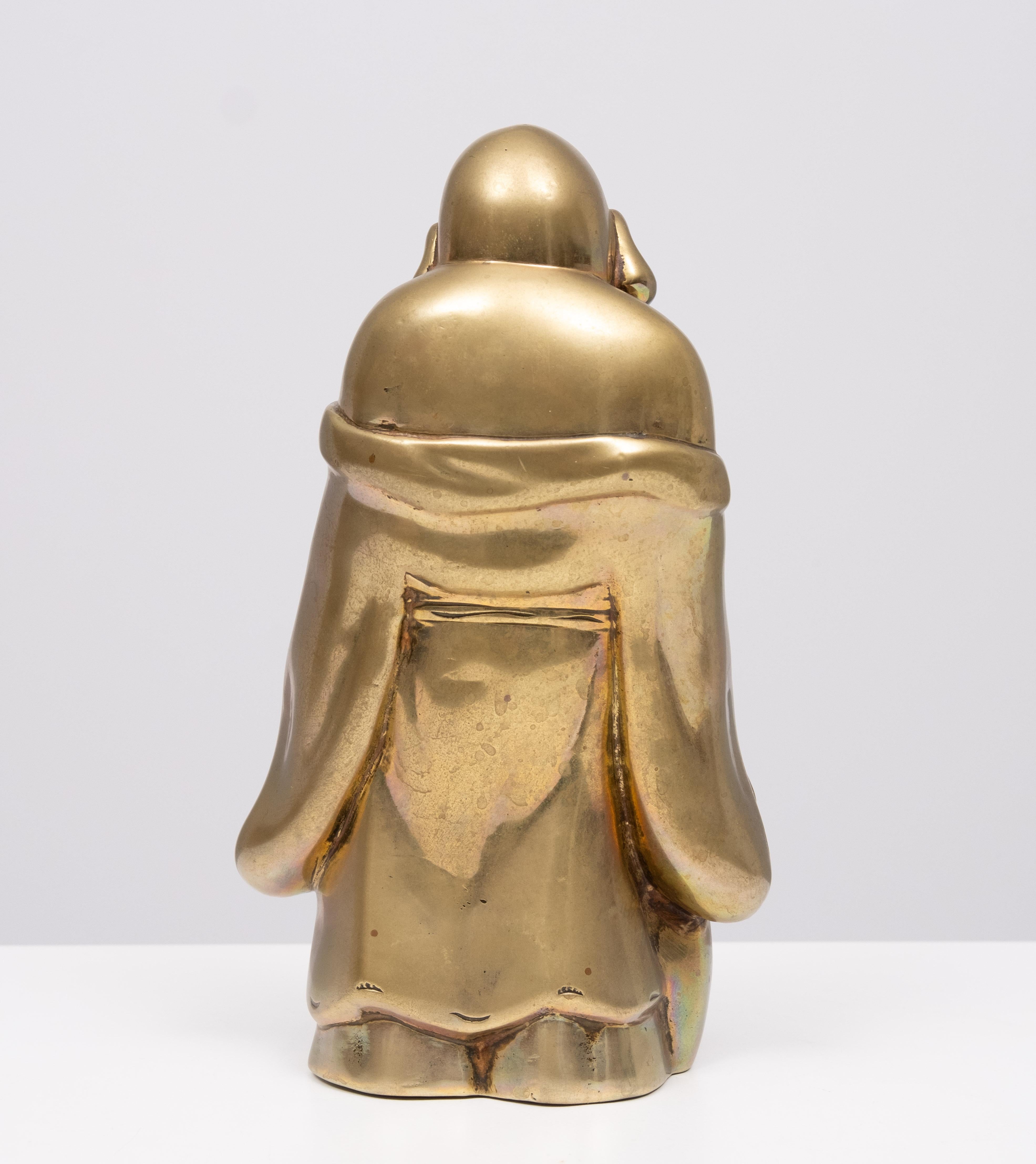 Brass Buddha with child  Incense 1940s China  For Sale 2