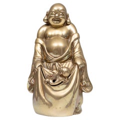 Brass Buddha with child  Incense 1940s China 