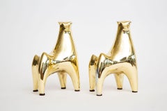 Vintage Brass Bull Bookends By Norman Bleckner 1970's Modern Style