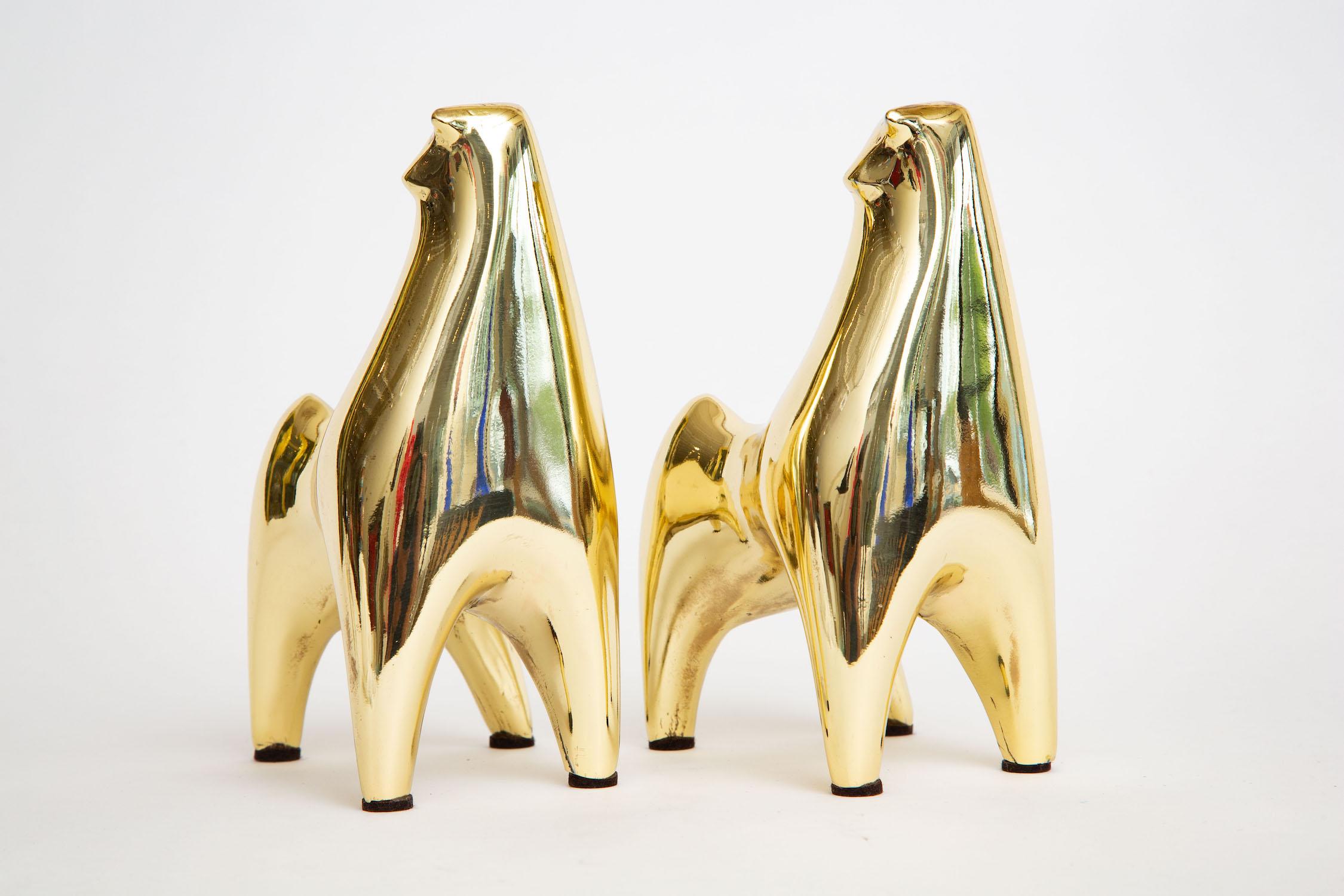  Norman Bleckner Brass Bull Bookends Pair Of Vintage In Good Condition For Sale In North Miami, FL