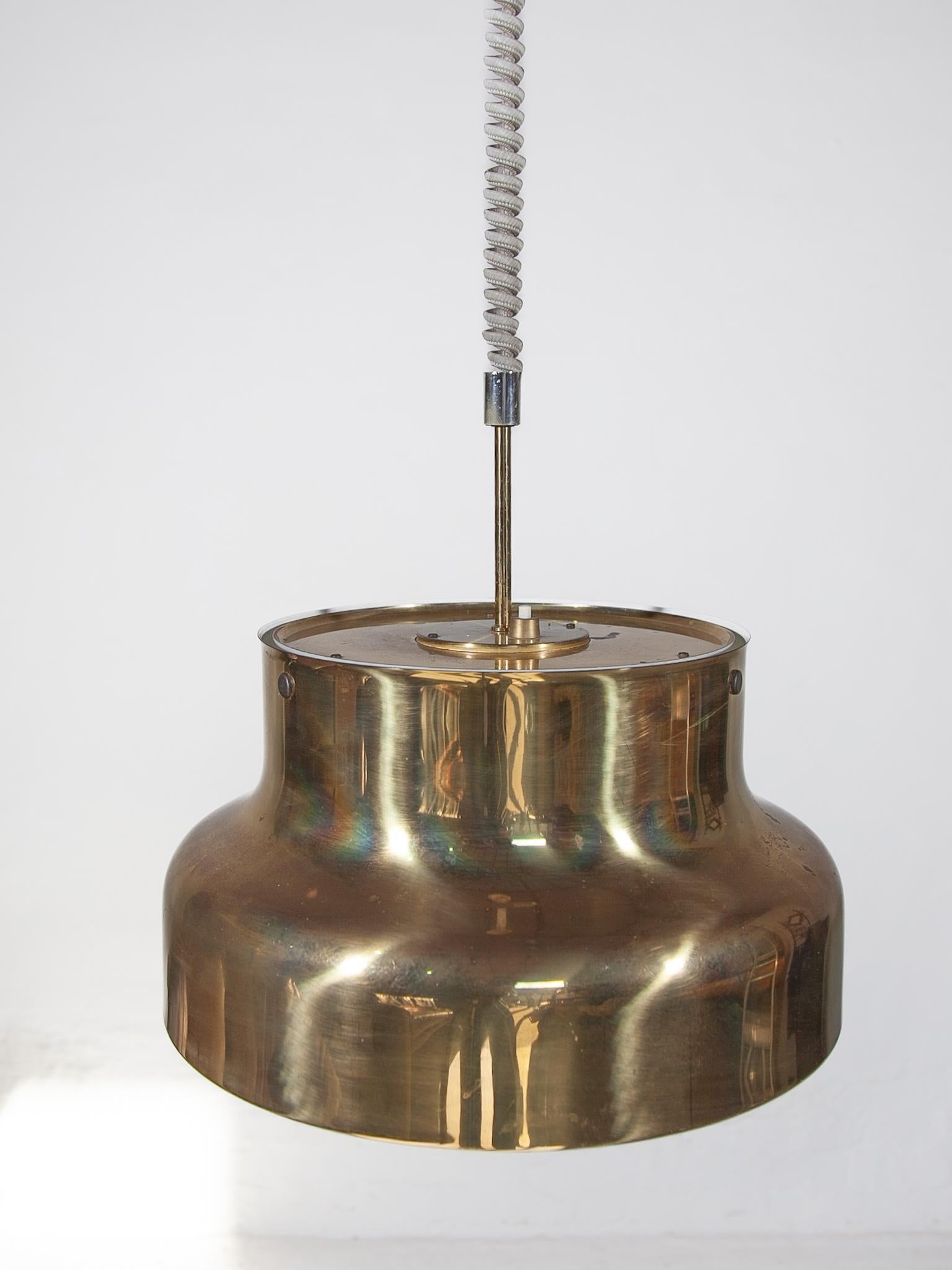 Plastic Brass Bumling Pendant Lamp by Anders Pehrson for Ateljé Lyktan For Sale