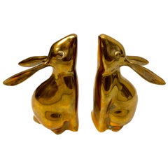 Vintage Brass Bunny Bookends