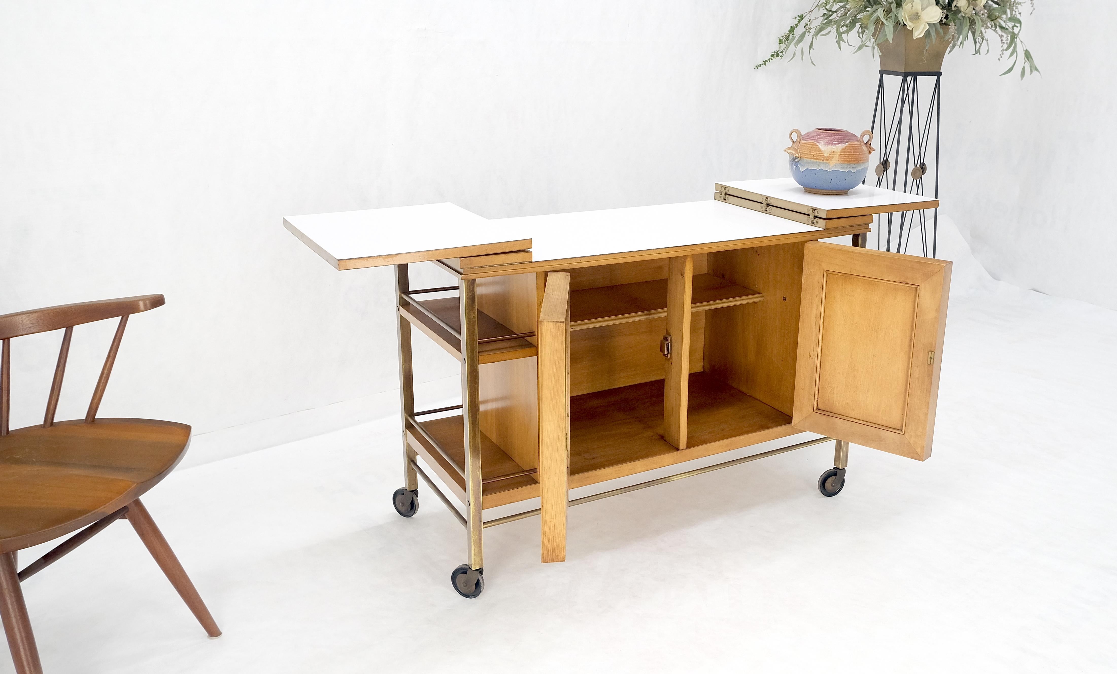 Armoire à boissons en bois de ronce de laiton et bois de fruitier à couvercle extensible Chariot de service pour bar en vente 2