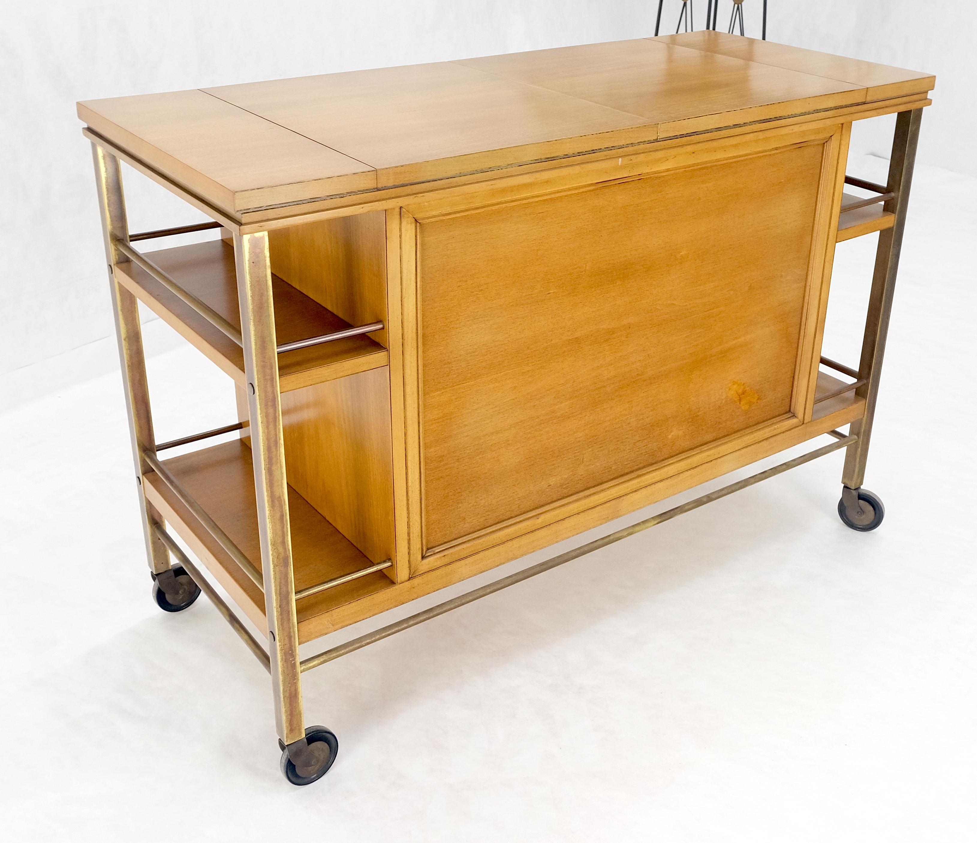 Armoire à boissons en bois de ronce de laiton et bois de fruitier à couvercle extensible Chariot de service pour bar en vente 4