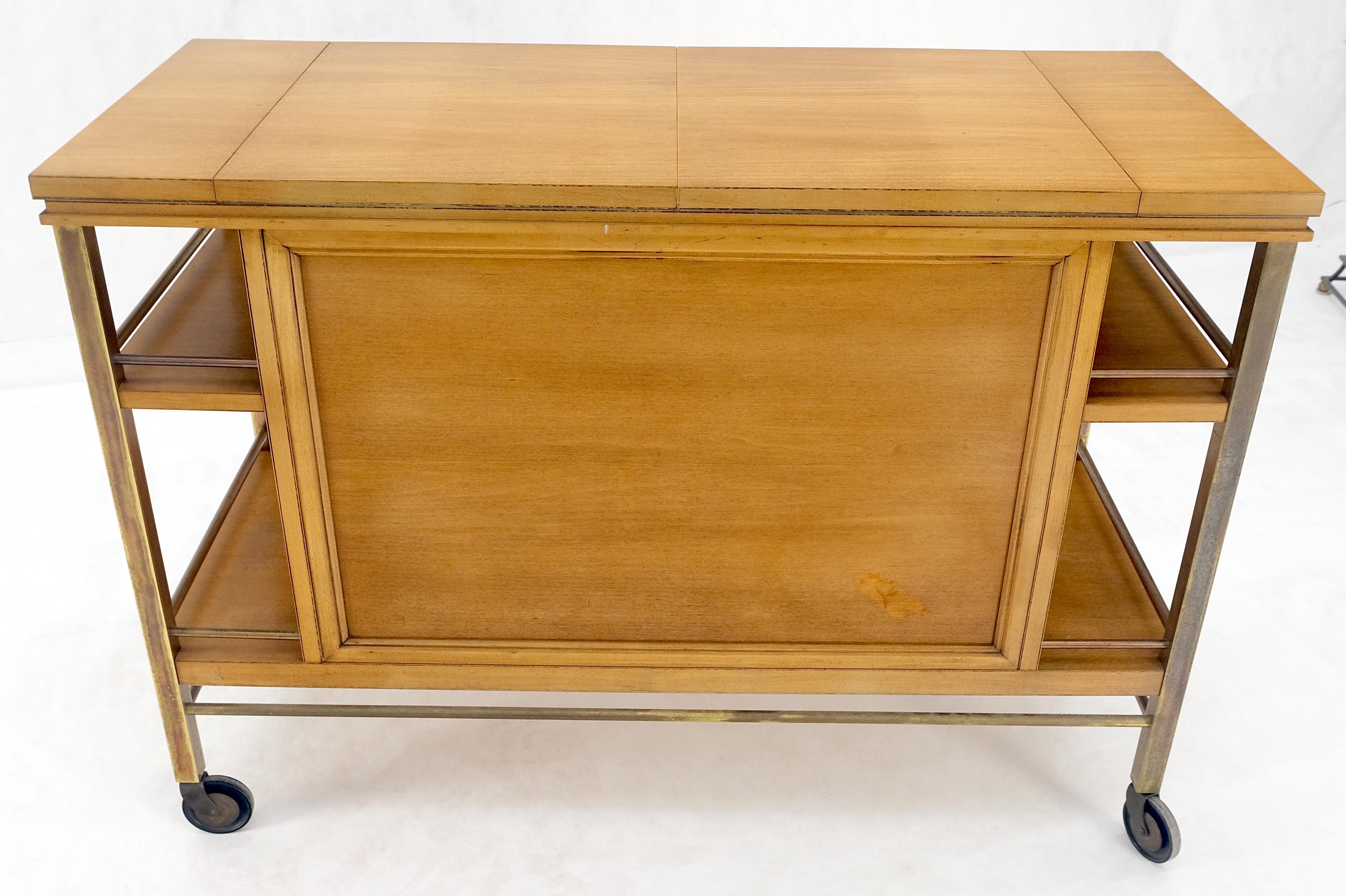 Armoire à boissons en bois de ronce de laiton et bois de fruitier à couvercle extensible Chariot de service pour bar en vente 5