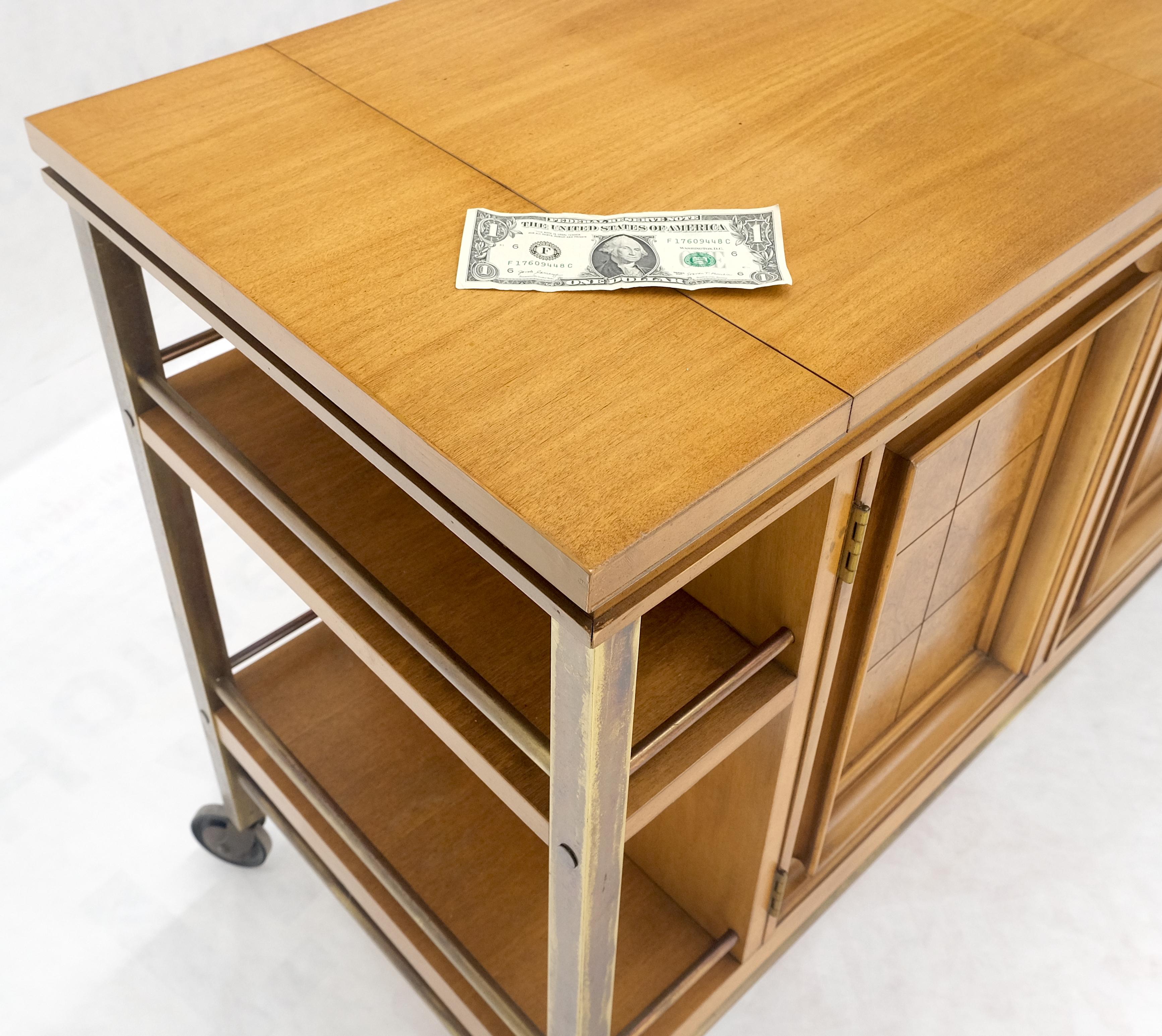 Armoire à boissons en bois de ronce de laiton et bois de fruitier à couvercle extensible Chariot de service pour bar en vente 6