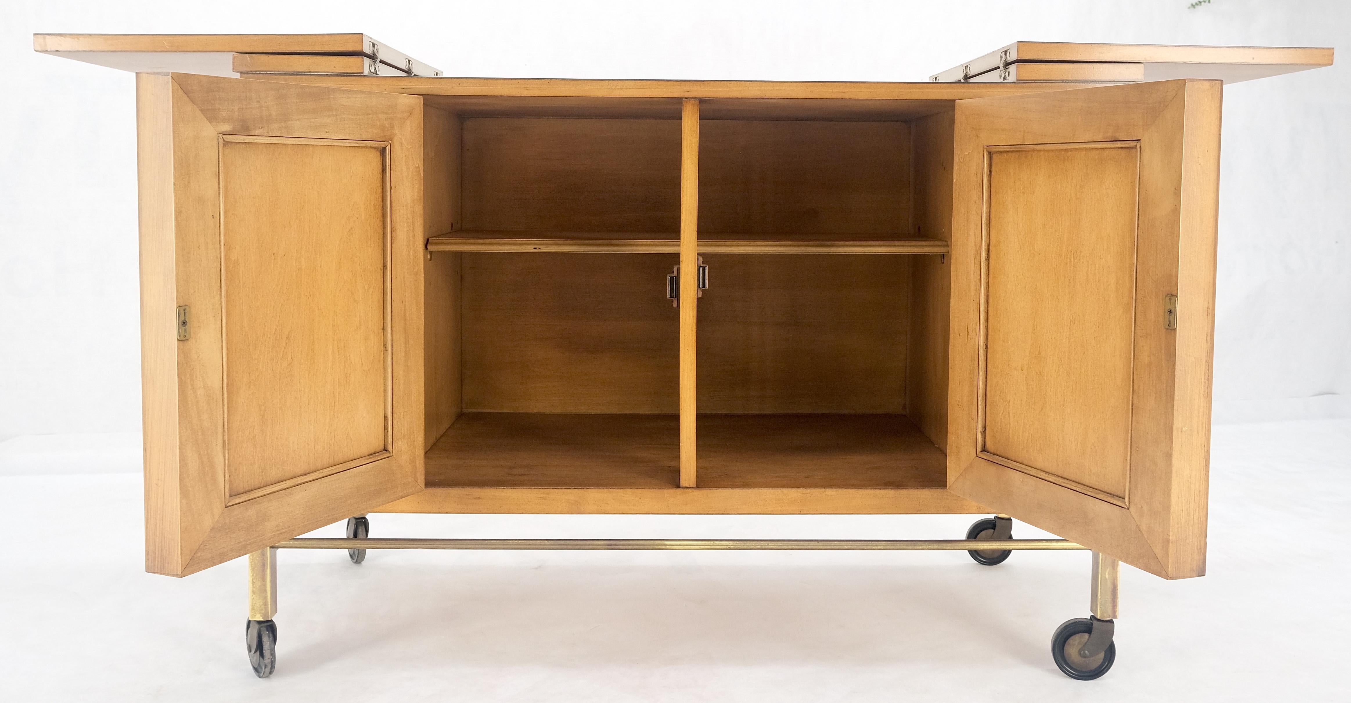 Armoire à boissons en bois de ronce de laiton et bois de fruitier à couvercle extensible Chariot de service pour bar en vente 1