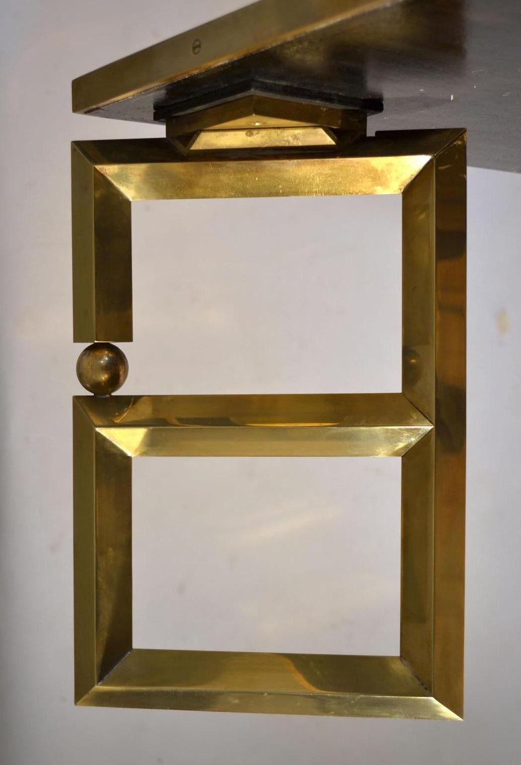 Brass and Burned Orange Coffee Table Guy Lefevre for Maison Jansen 1