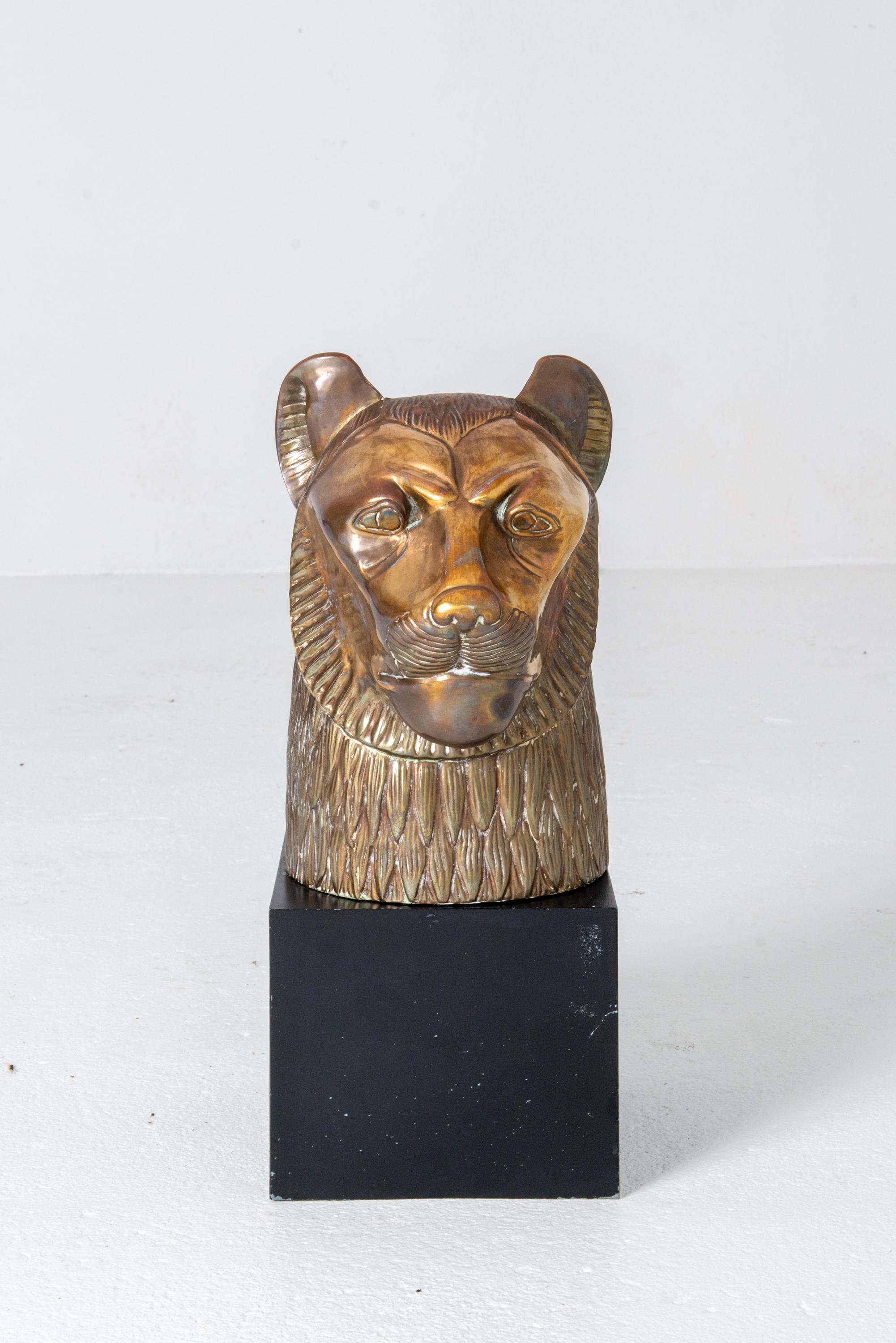 Brass Bust of Lion by Chapman For Sale 5
