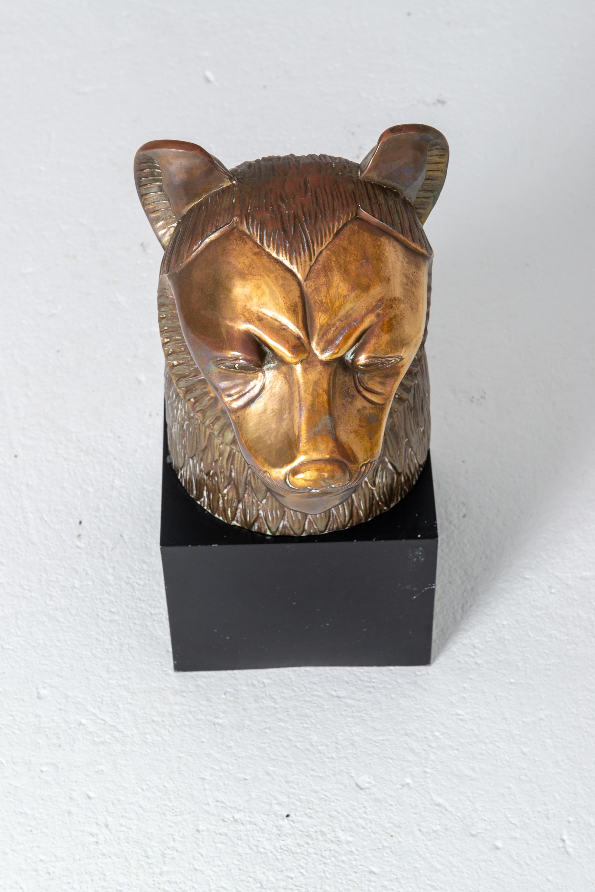 Mid-Century Modern Brass Bust of Lion by Chapman For Sale