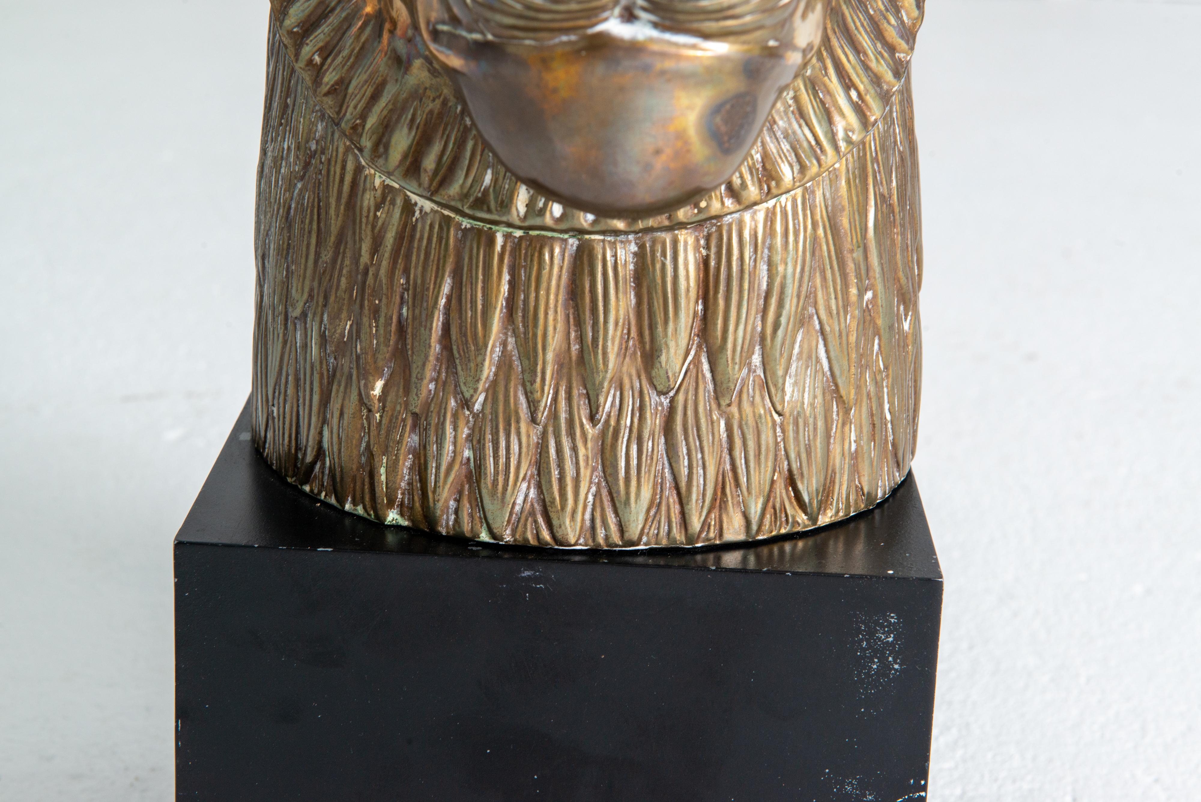 Brass Bust of Lion by Chapman For Sale 4