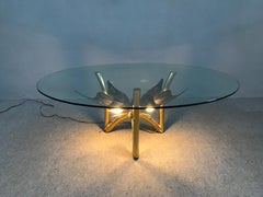 Brass Butterfly Coffee Table Attributed to Jacques Duval Brasseur