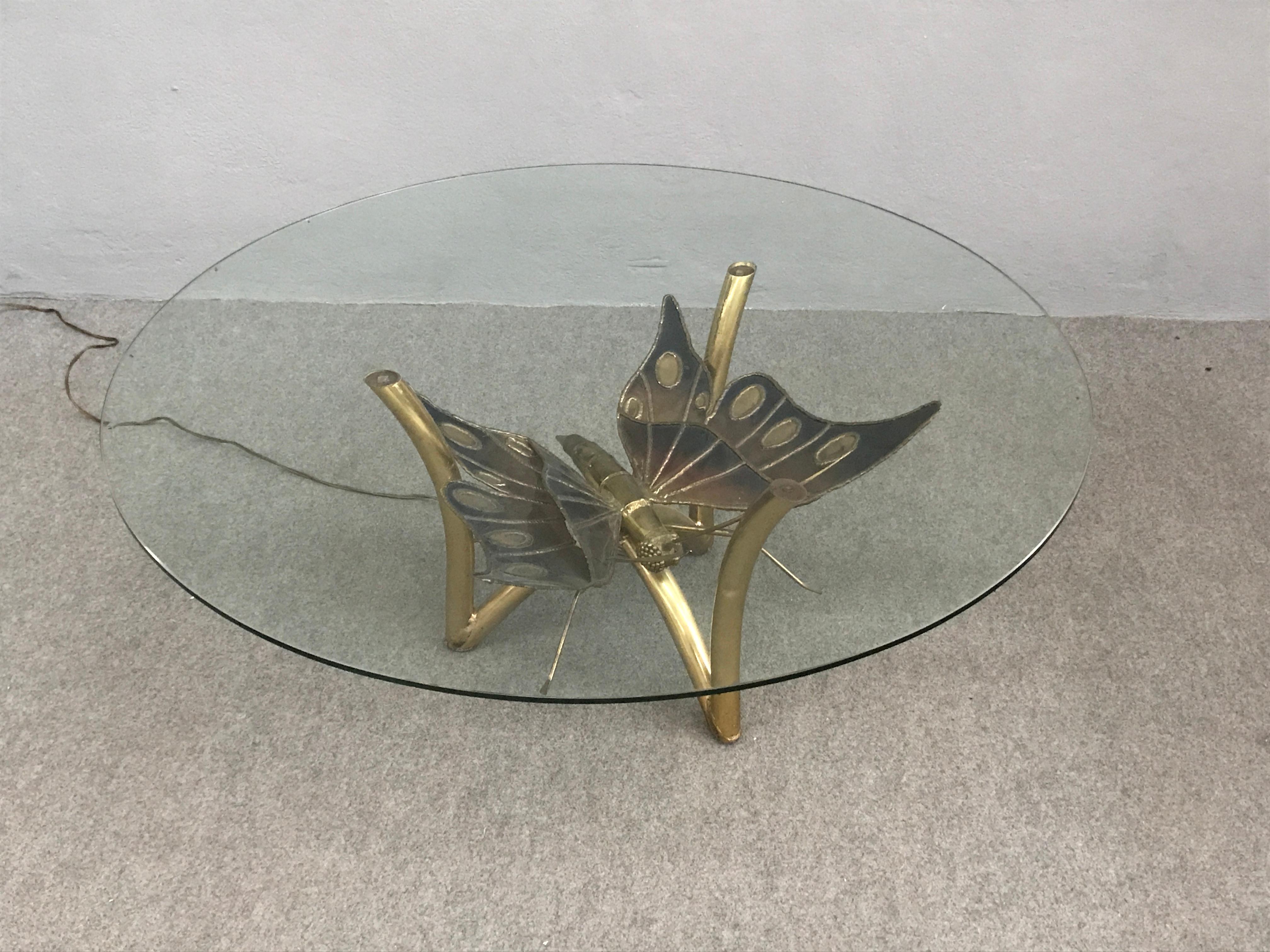 Brass Butterfly Coffee Table Attributed to Jacques Duval Brasseur 2