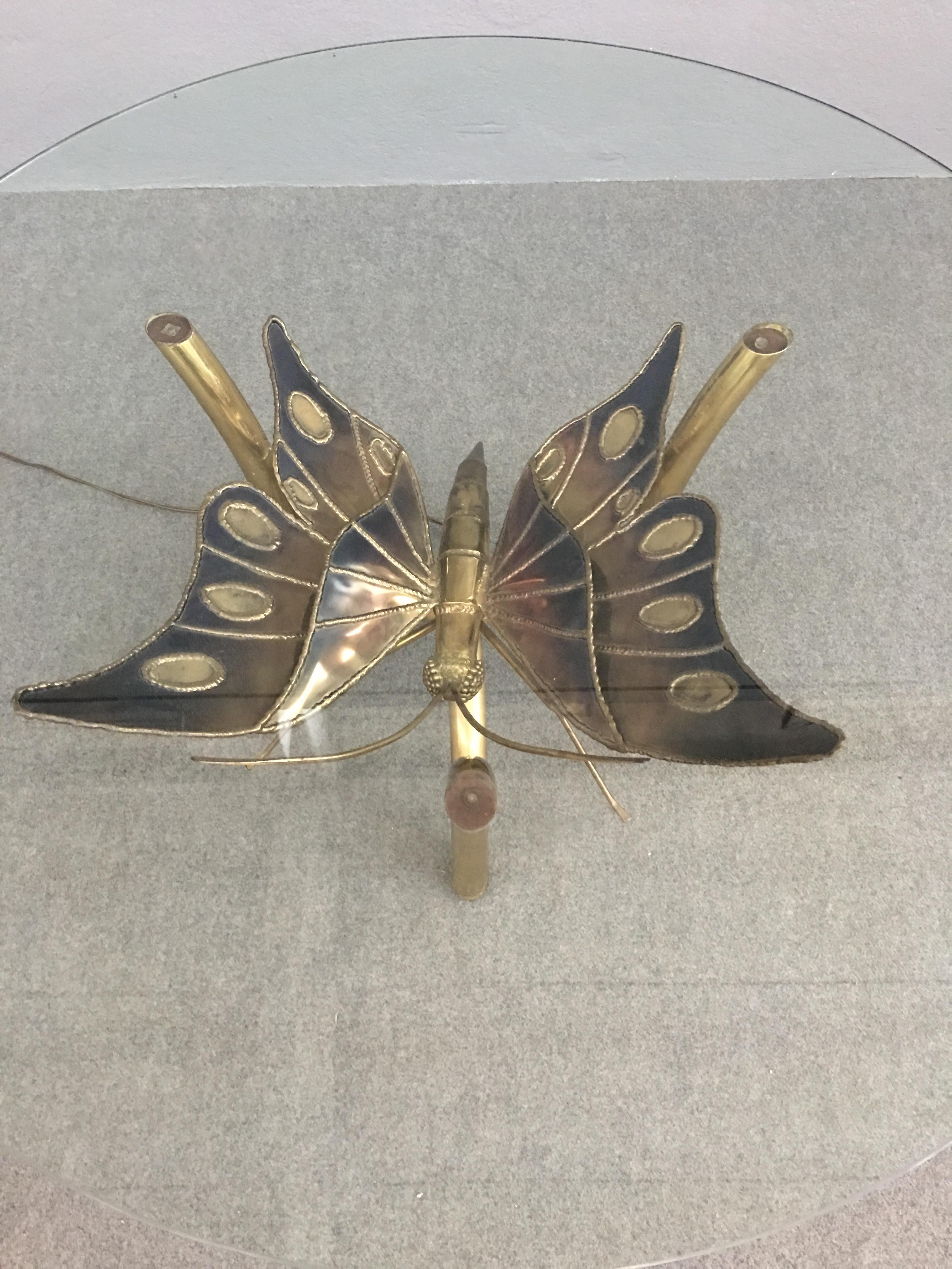 Late 20th Century Brass Butterfly Coffee Table Attributed to Jacques Duval Brasseur