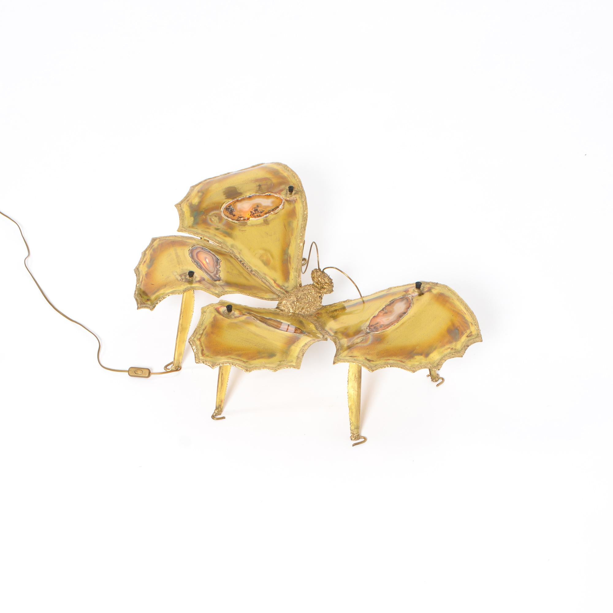 Late 20th Century Brass Butterfly Light Sculpture and Coffee Table by Henri Fernandez for Jacques