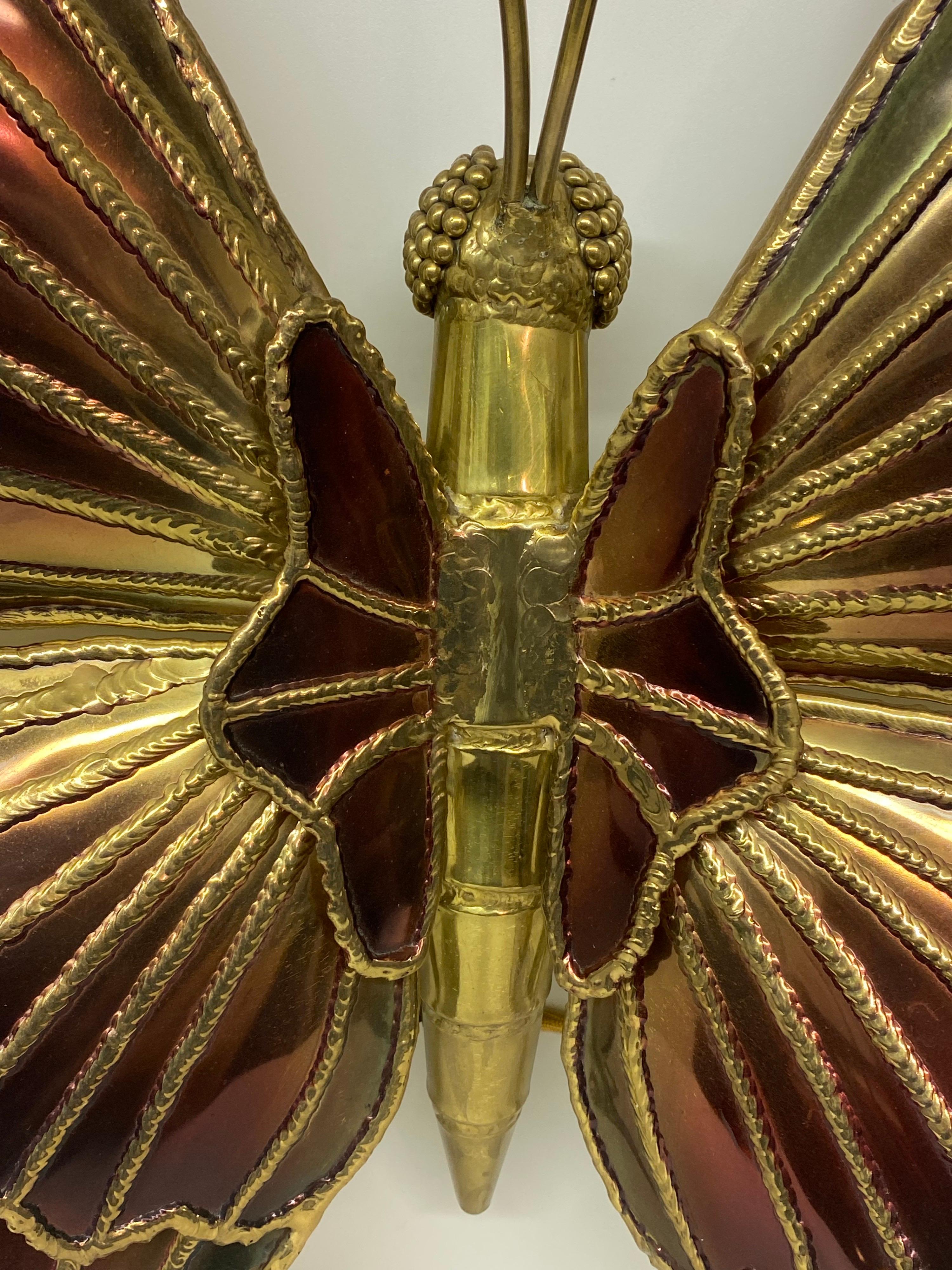 Hollywood Regency Brass Butterfly Sconce  For Sale
