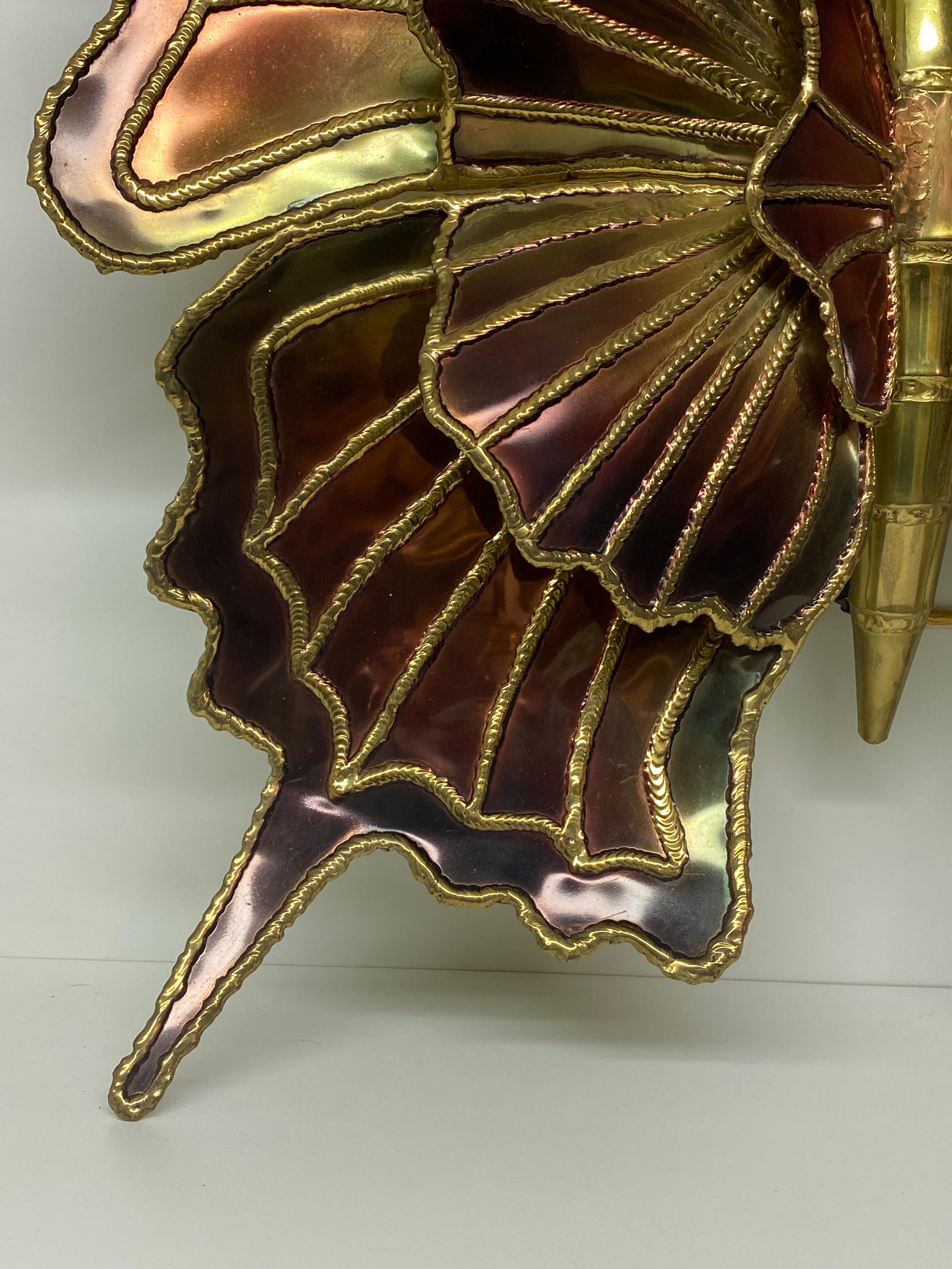 Brass Butterfly Sconce  In Good Condition For Sale In North Hollywood, CA