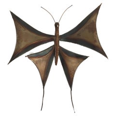 Brass Butterfly Wall Sculpture, Brutalist Wall Sculpture