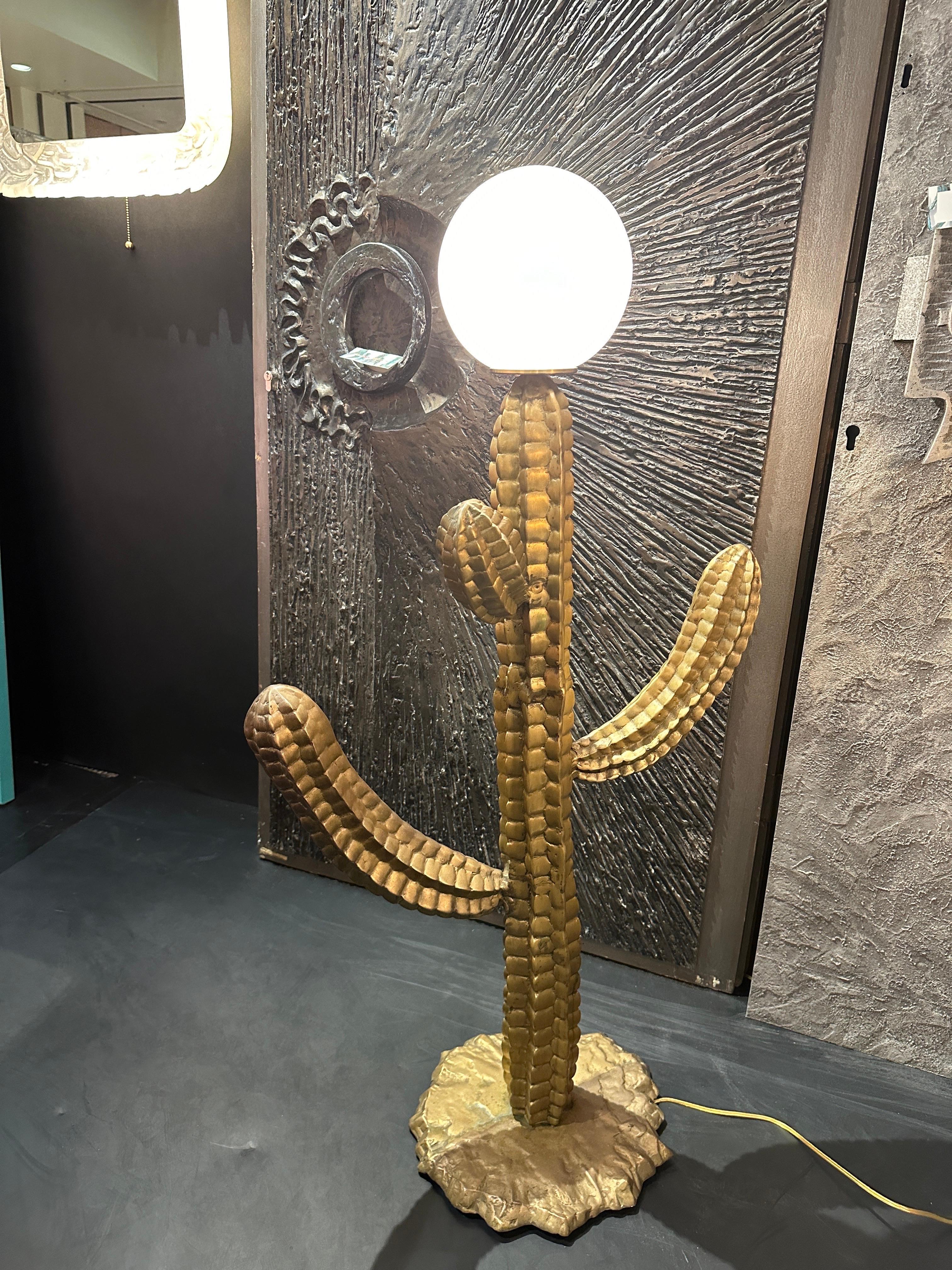 Hollywood Regency Brass Cactus Floor Lamp For Sale