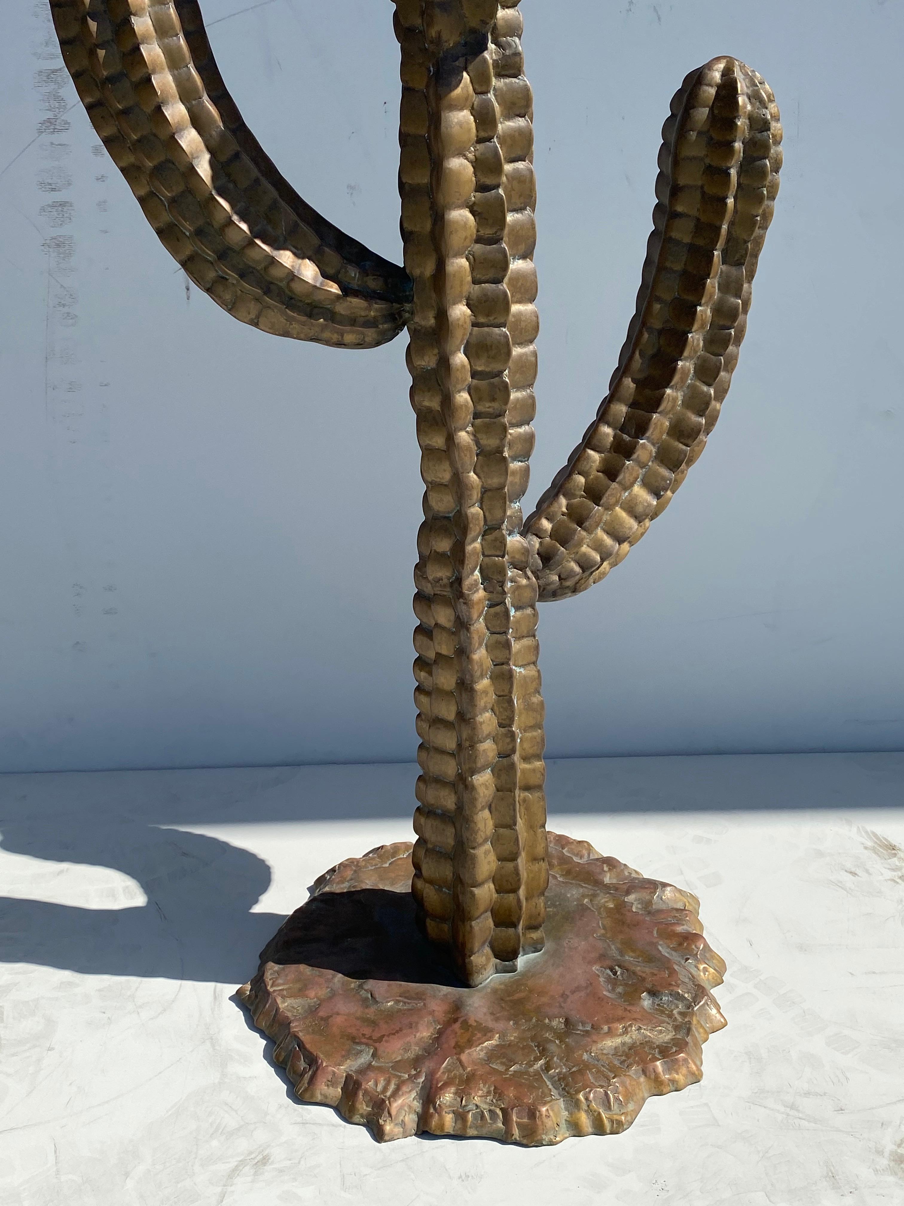 Hollywood Regency Brass Cactus Sculpture