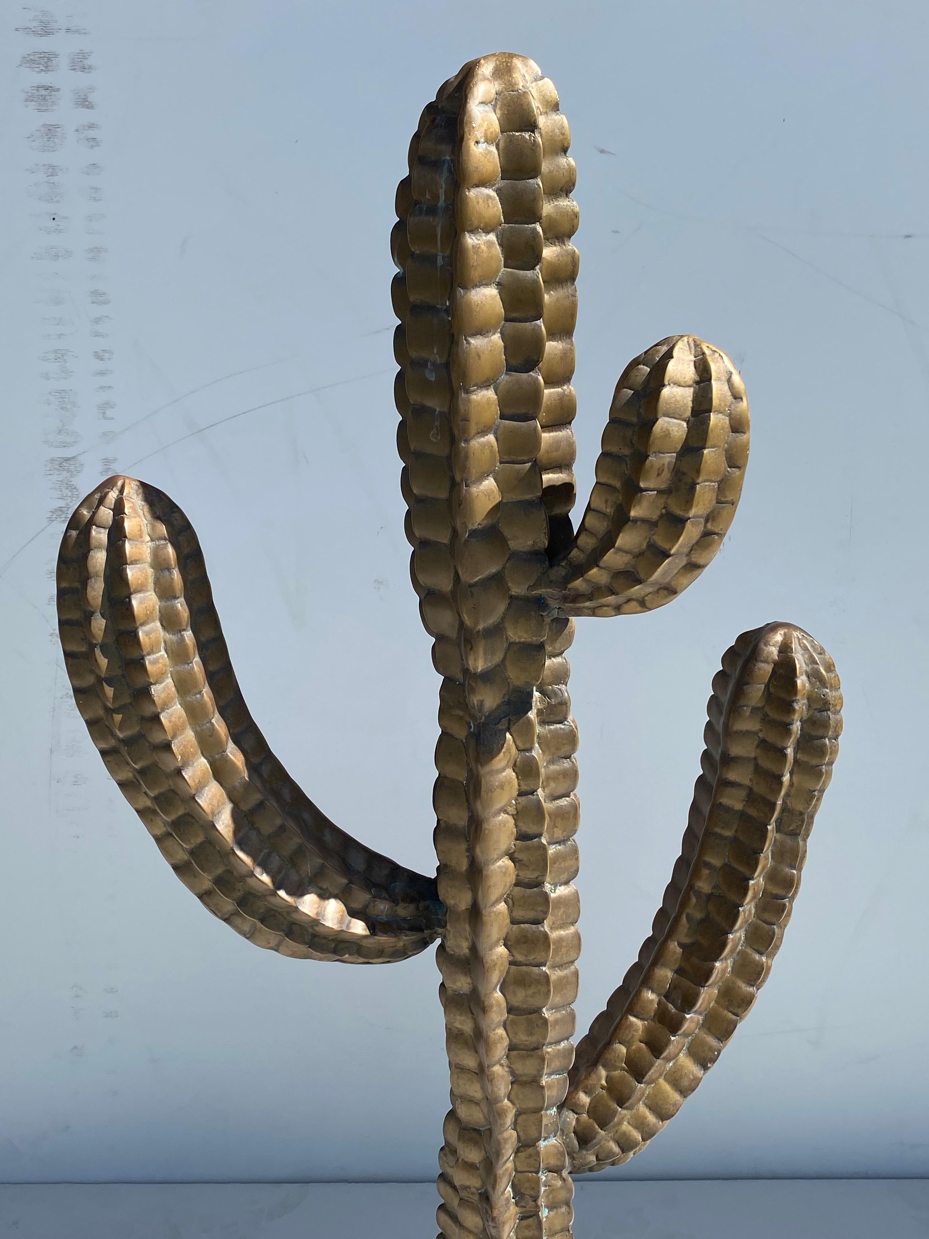 Patinated Brass Cactus Sculpture