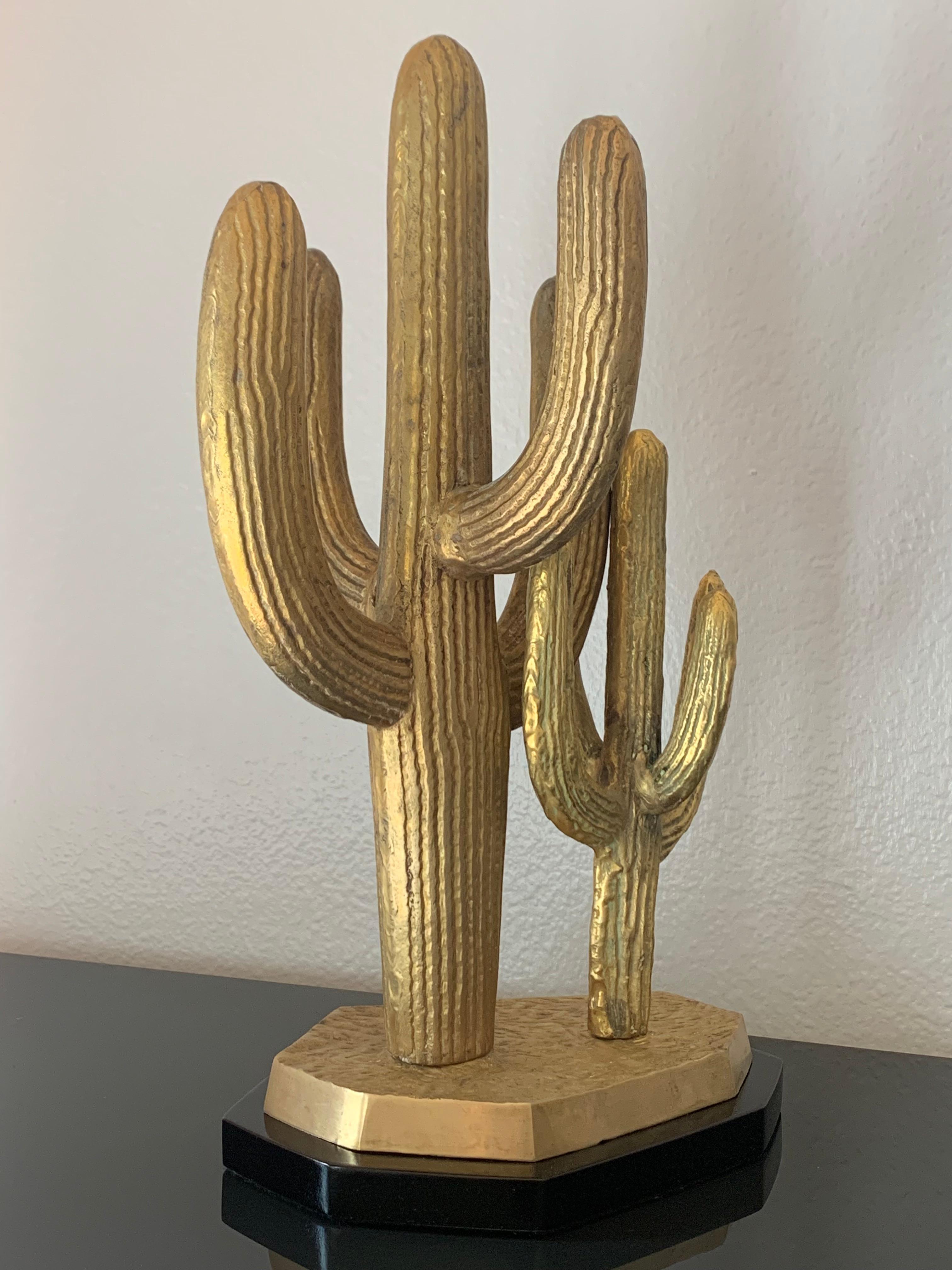 Brass Cactus Sculpture In Good Condition In North Hollywood, CA