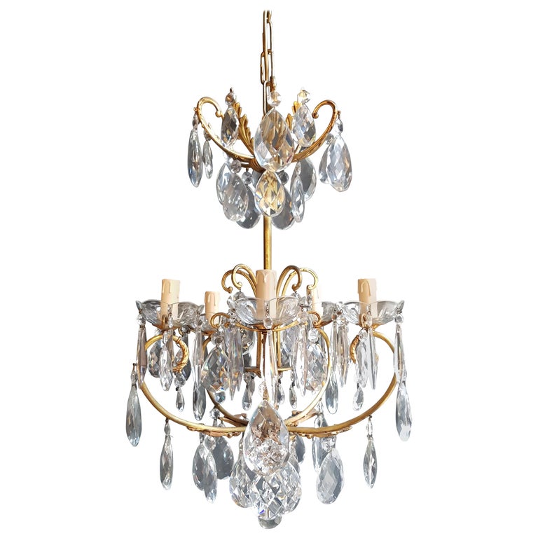 Brass Cage Crystal Chandelier Antique Ceiling Lamp Lustre Art Nouveau For  Sale at 1stDibs | brass cage chandelier, lustre chandelier, art nouveau  lustre