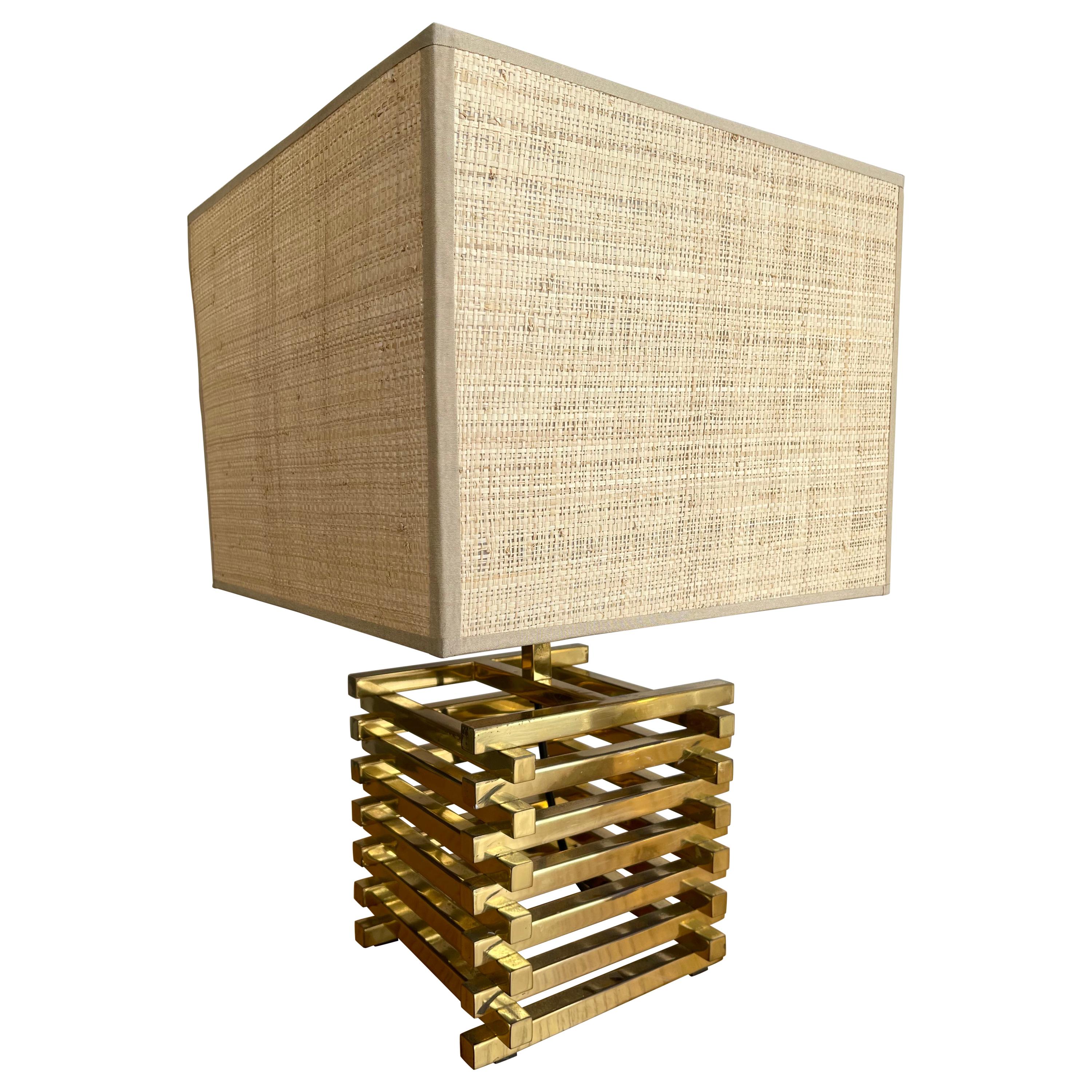 Brass Cage Lamp by Sciolari, Italy, 1970s