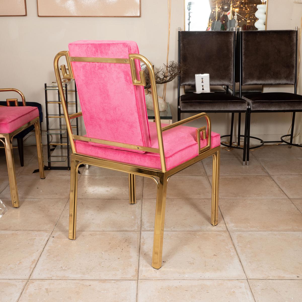 Mid-Century Modern Brass campaign style chair For Sale