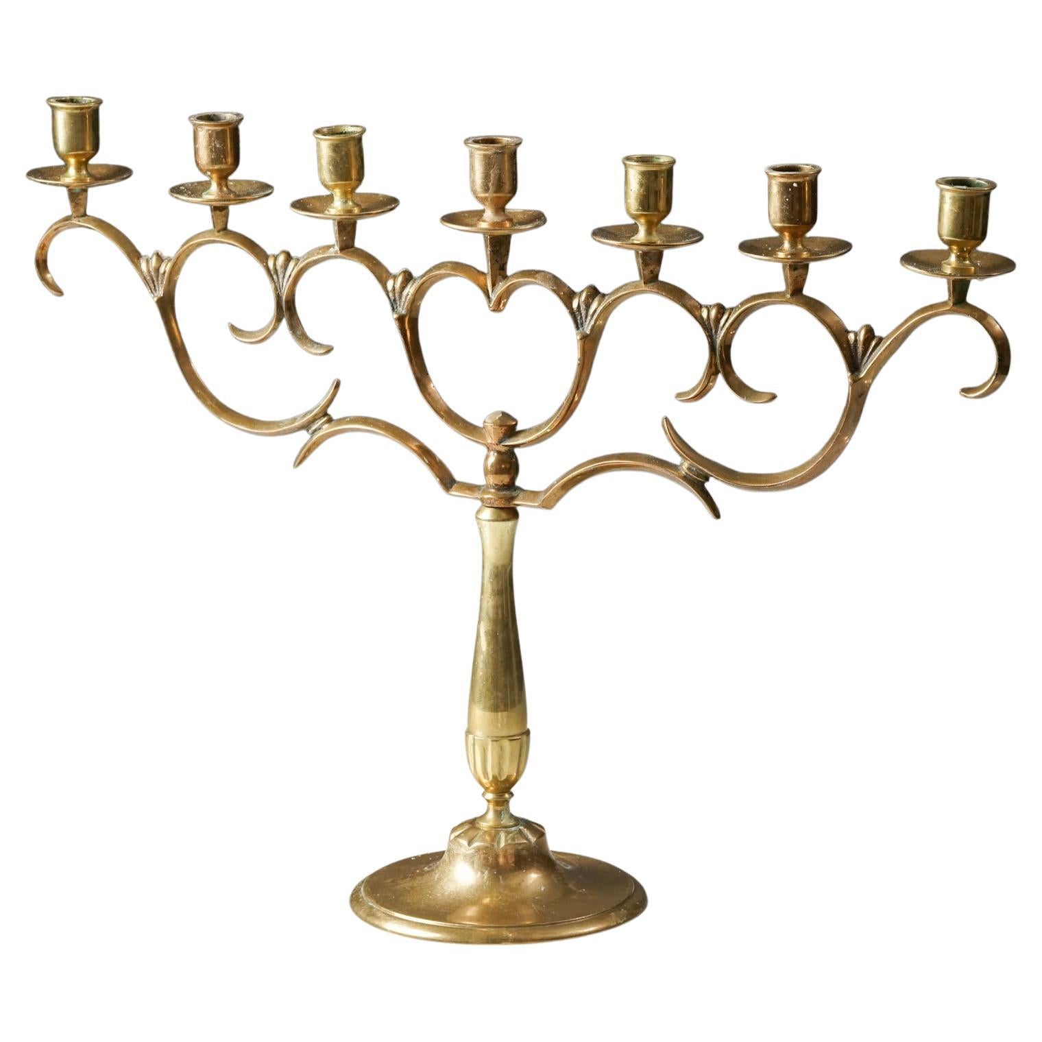Brass Candelabra by Paavo Tynell for Taito Oy, 1920s For Sale