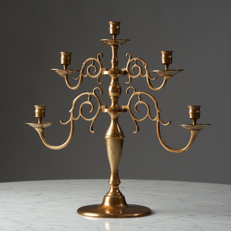 Brass Candelabra Model 1503 by Taidetakomo Hakkarainen, 1930s, Finland