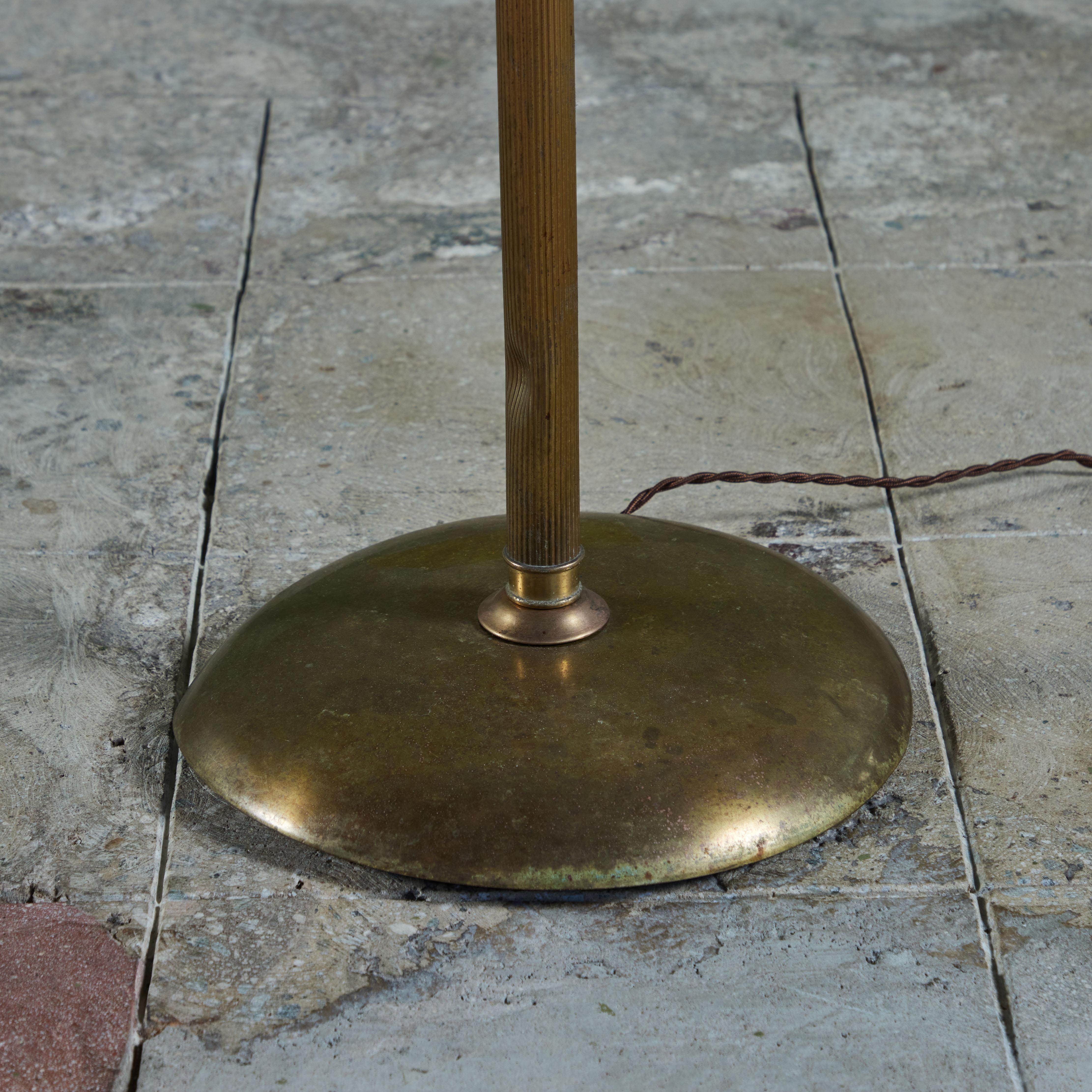 Brass Candelabra Floor Lamp with Silk Shade For Sale 5