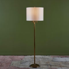 Brass Candelabra Floor Lamp with Silk Shade