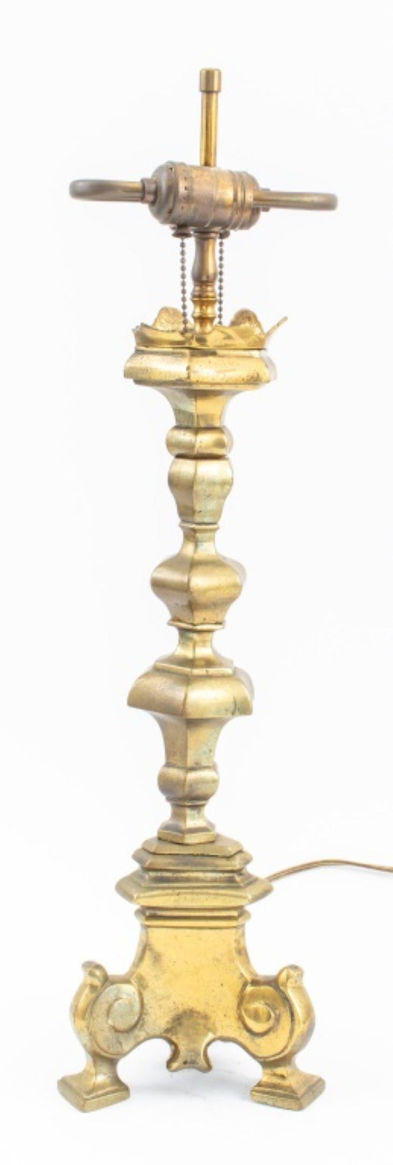 Brass Candelabra Mounted As Lamp In Good Condition For Sale In New York, NY