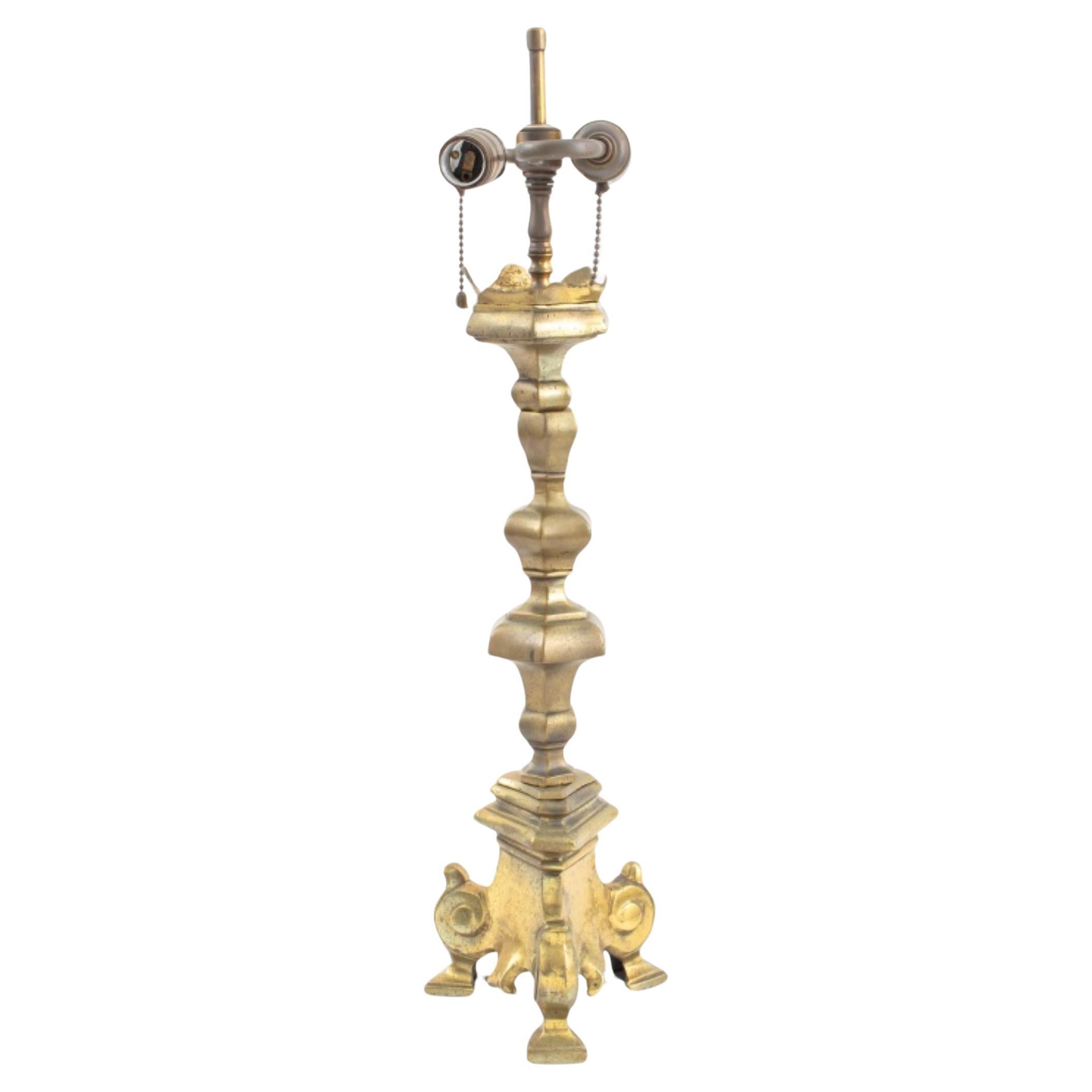 Brass Candelabra Mounted As Lamp