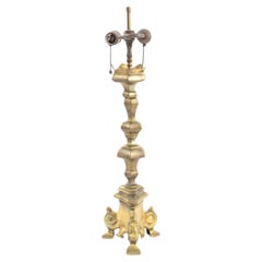 Used Brass Candelabra Mounted As Lamp