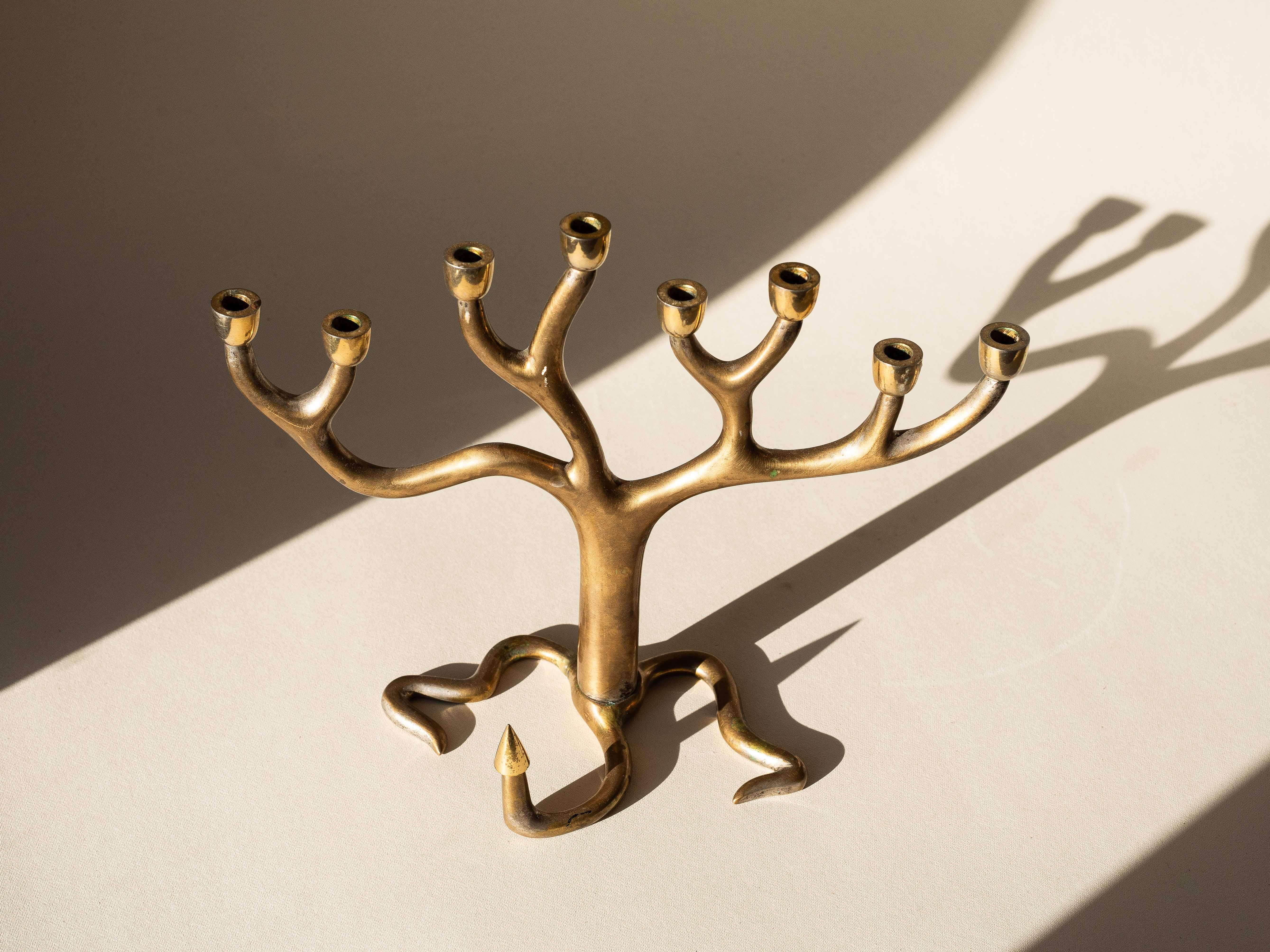 French Brass Candelabra, Sandra Kravitz for Rosenthal, 