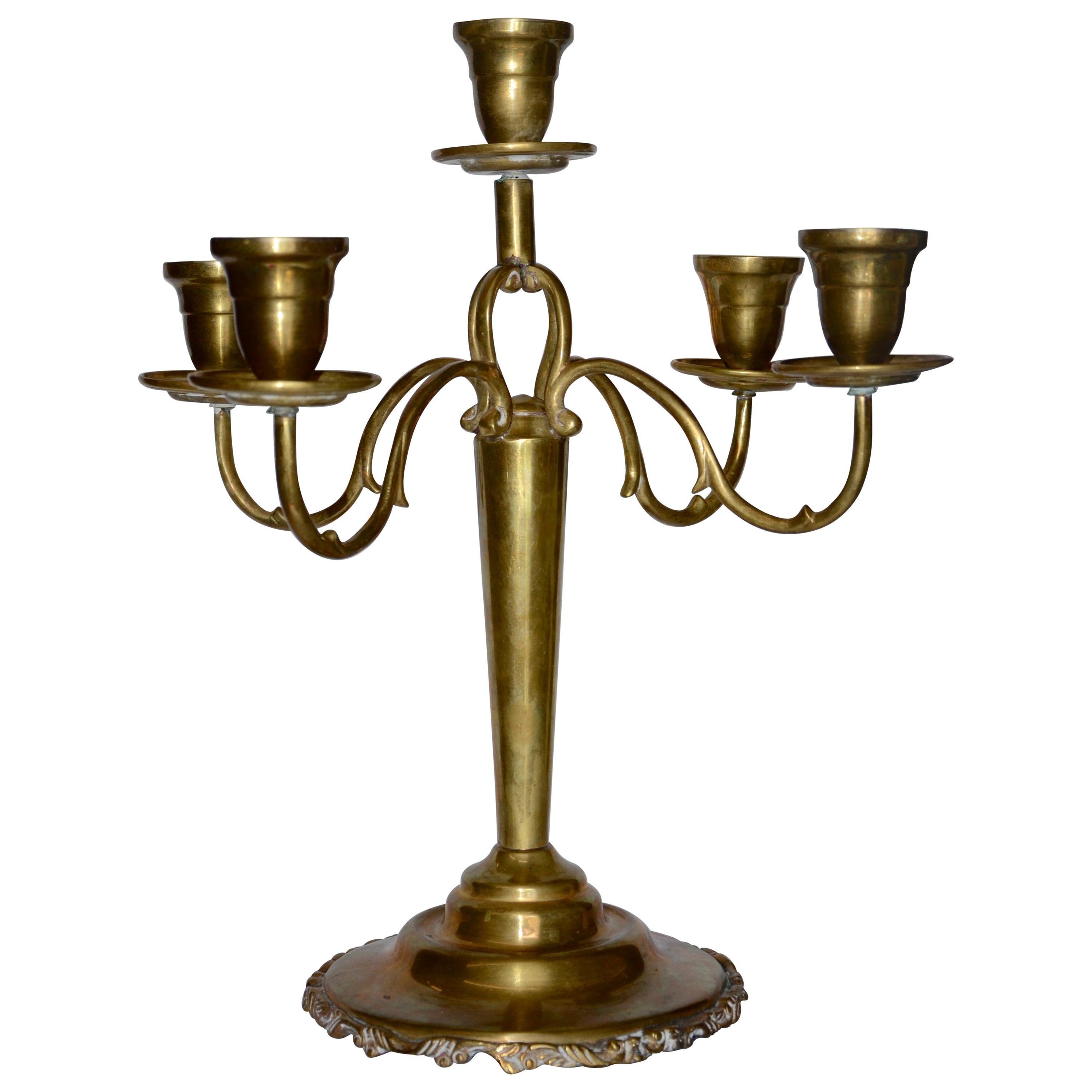 Brass Candelabra with Four Arms Vintage