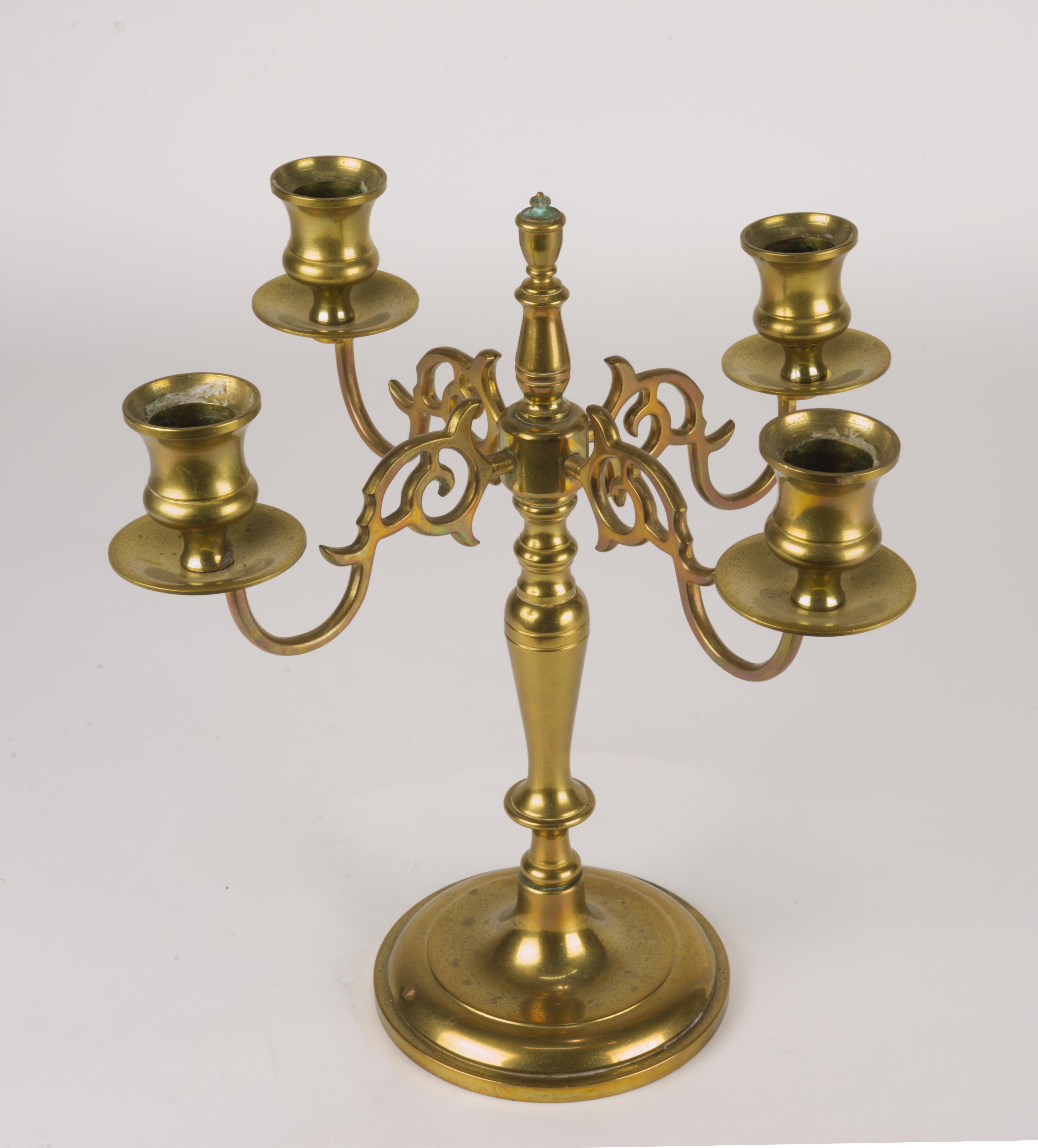 Brass Candelabra with Four Arms Vintage Signed For Sale 4