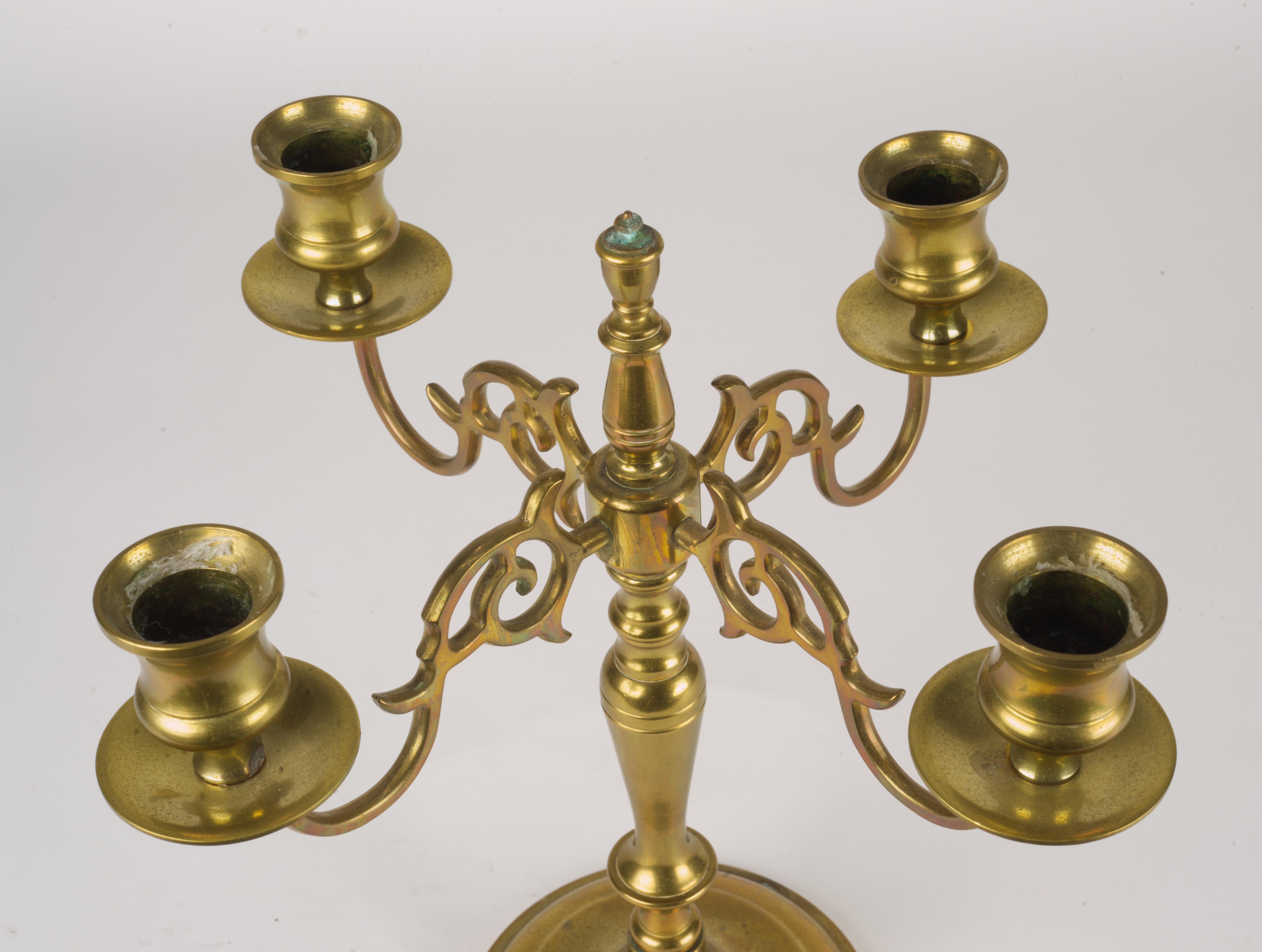 Brass Candelabra with Four Arms Vintage Signed For Sale 5
