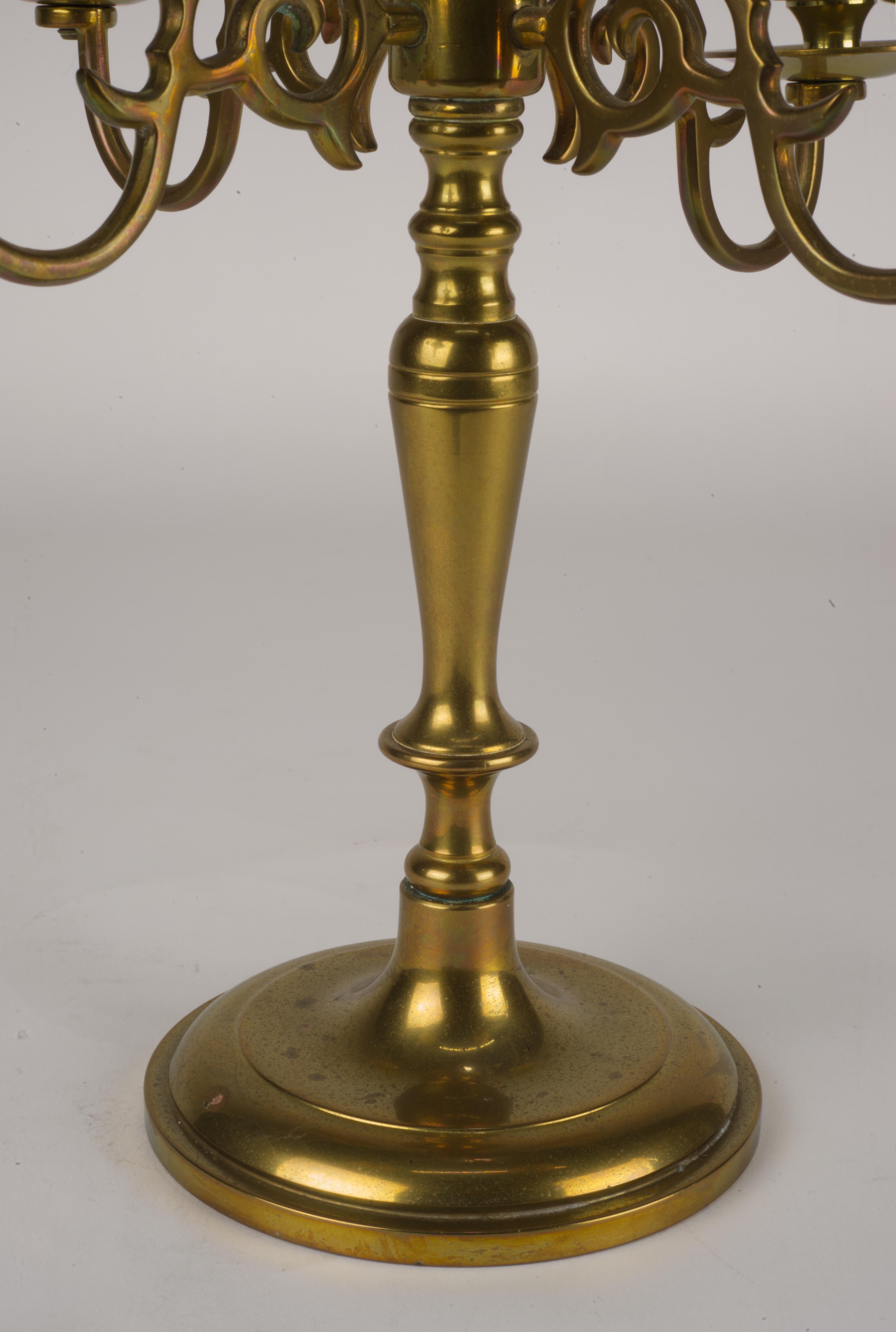 Brass Candelabra with Four Arms Vintage Signed For Sale 1