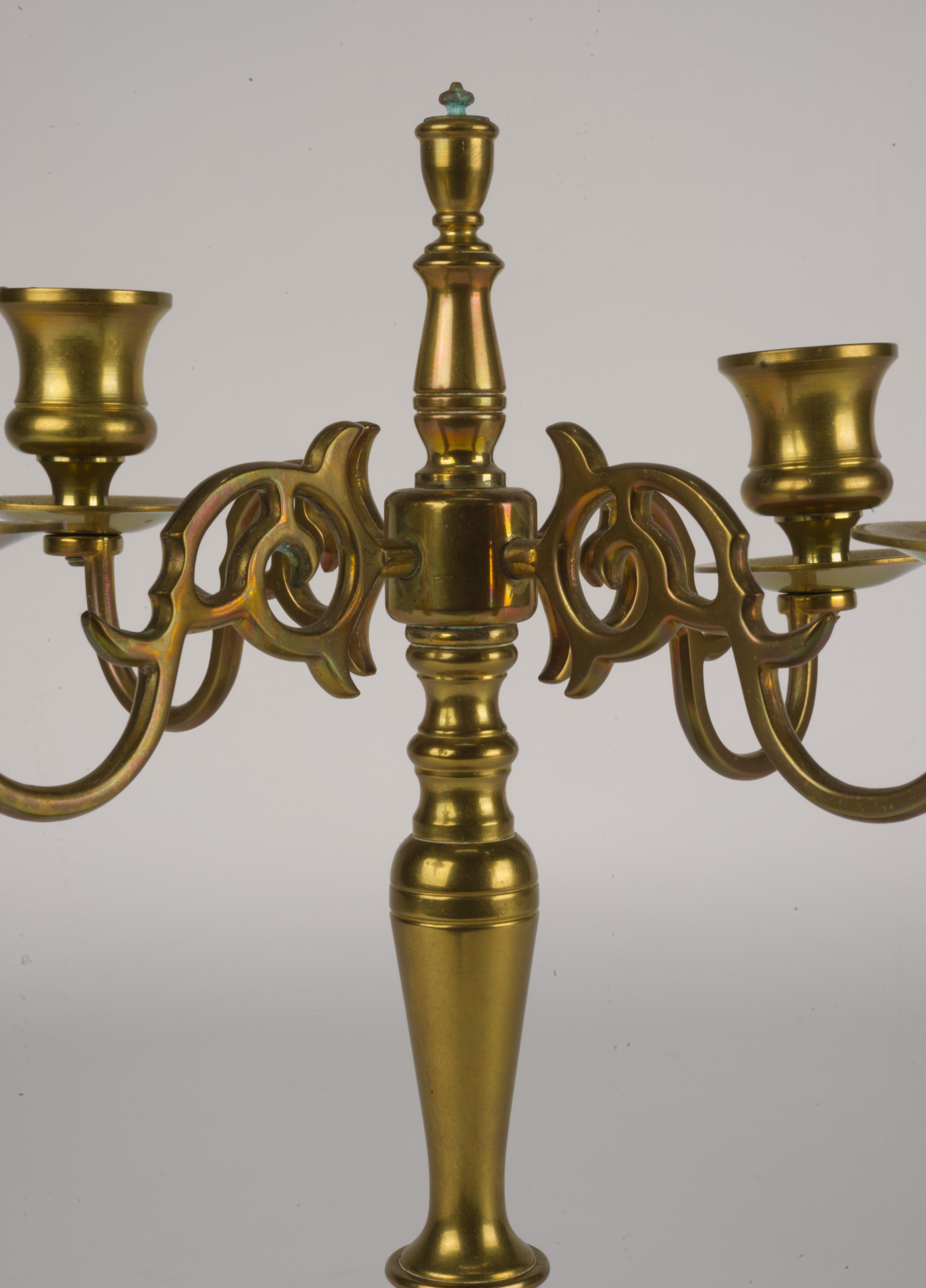 Brass Candelabra with Four Arms Vintage Signed For Sale 2
