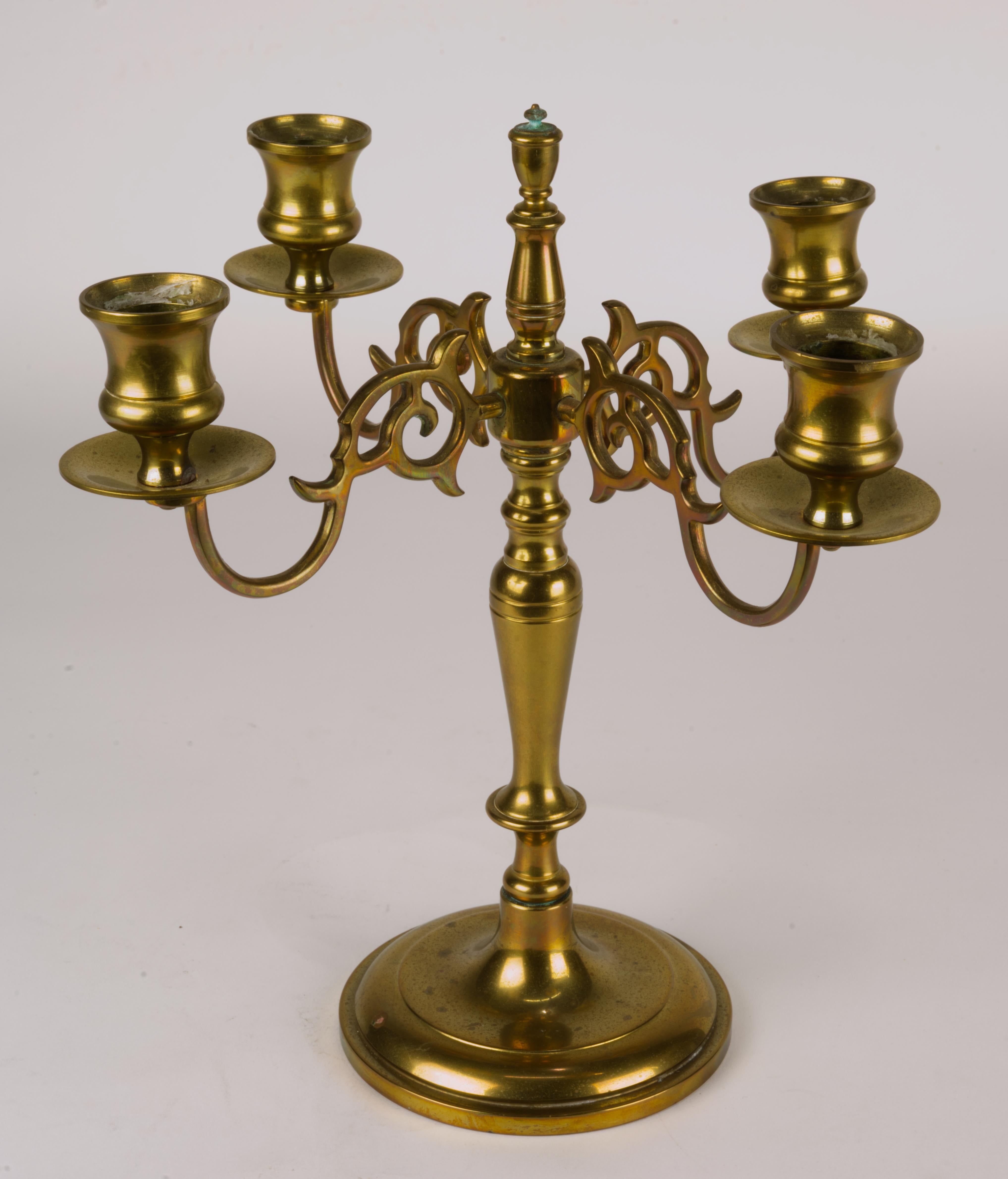 Brass Candelabra with Four Arms Vintage Signed For Sale 3