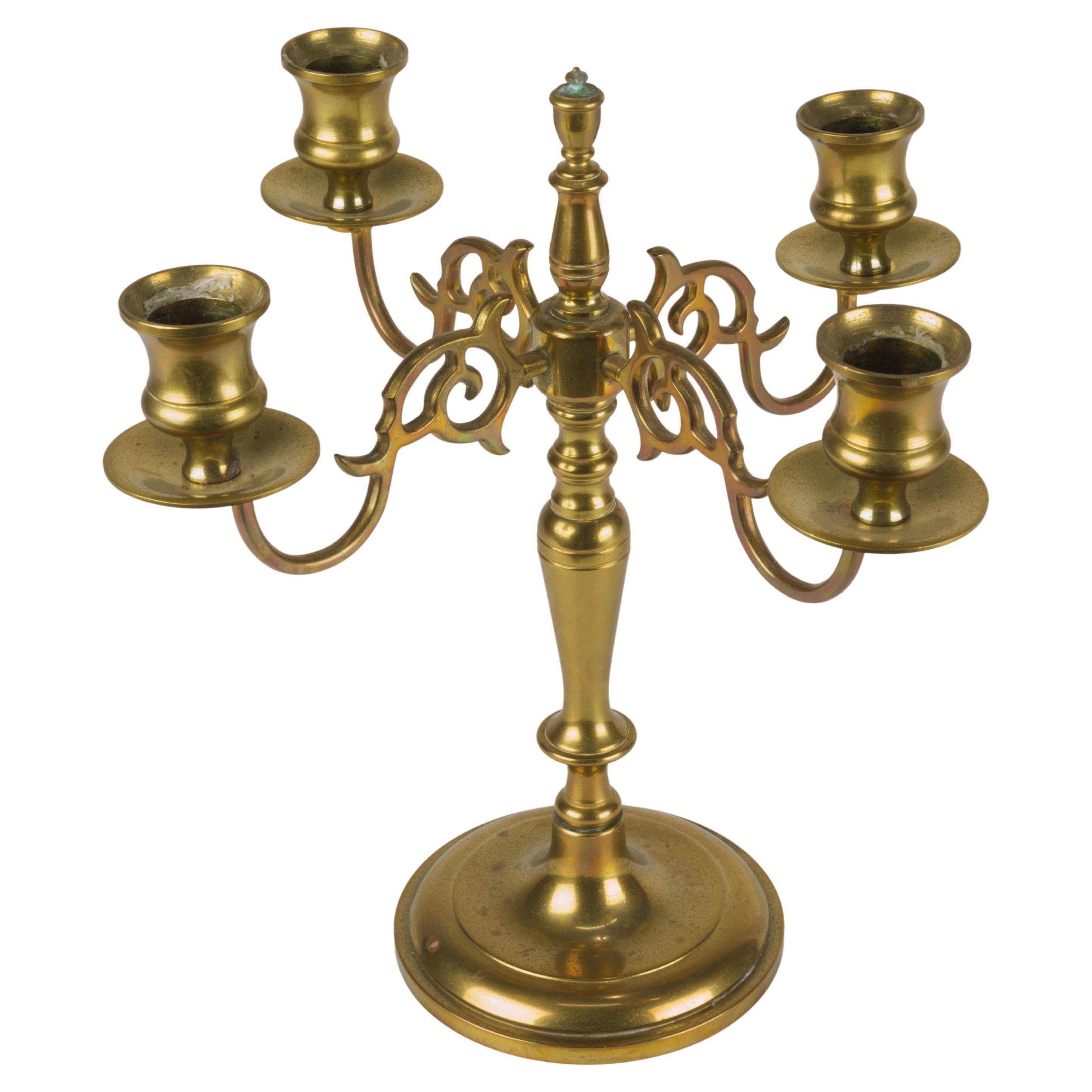 Brass Candelabra with Four Arms Vintage Signed For Sale