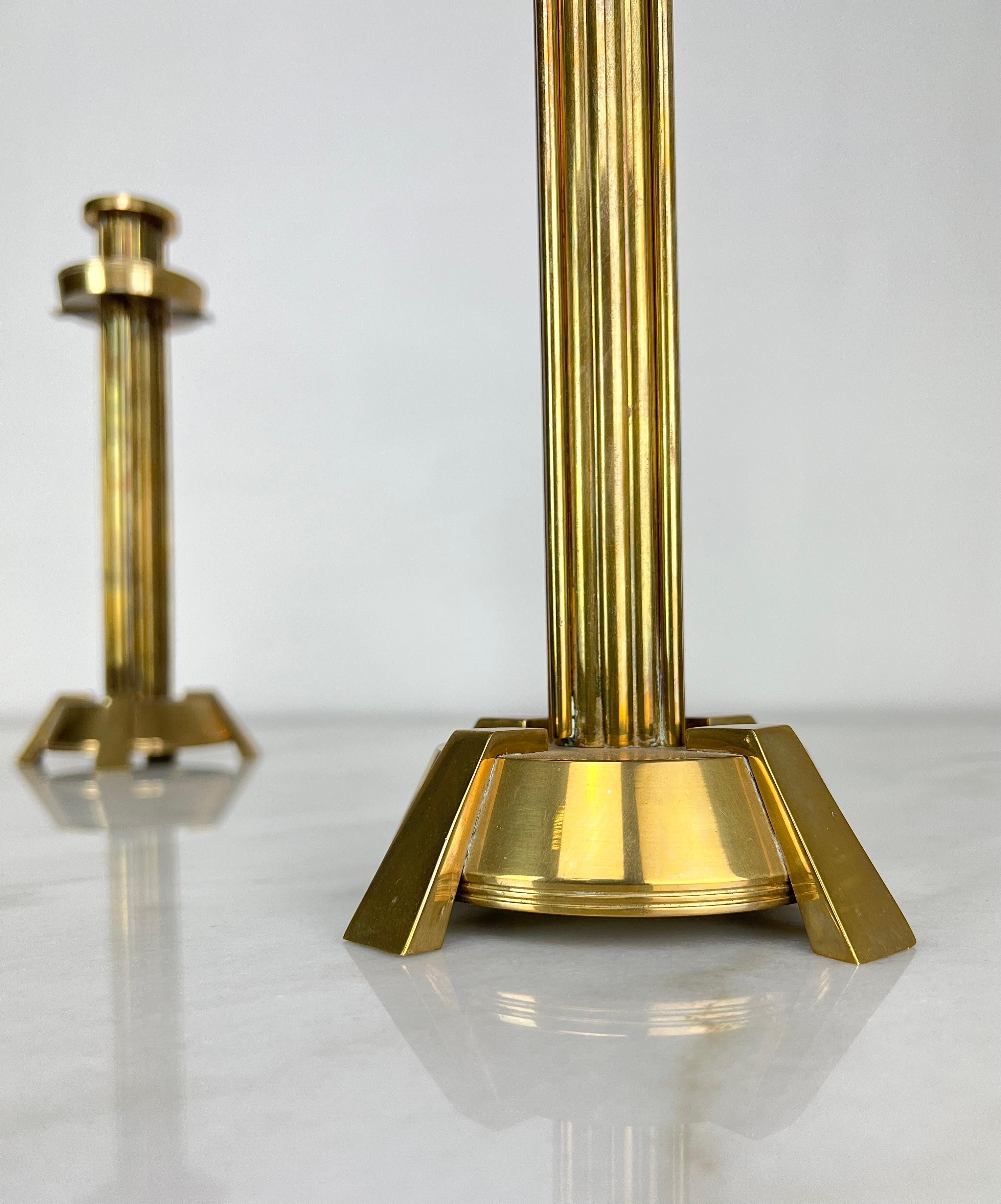 20th Century Brass Candelabras Candle Holders Midcentury Italian Design 1970s Set of 2