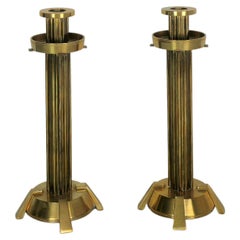 Brass Candelabras Candle Holders Midcentury Italian Design 1970s Set of 2